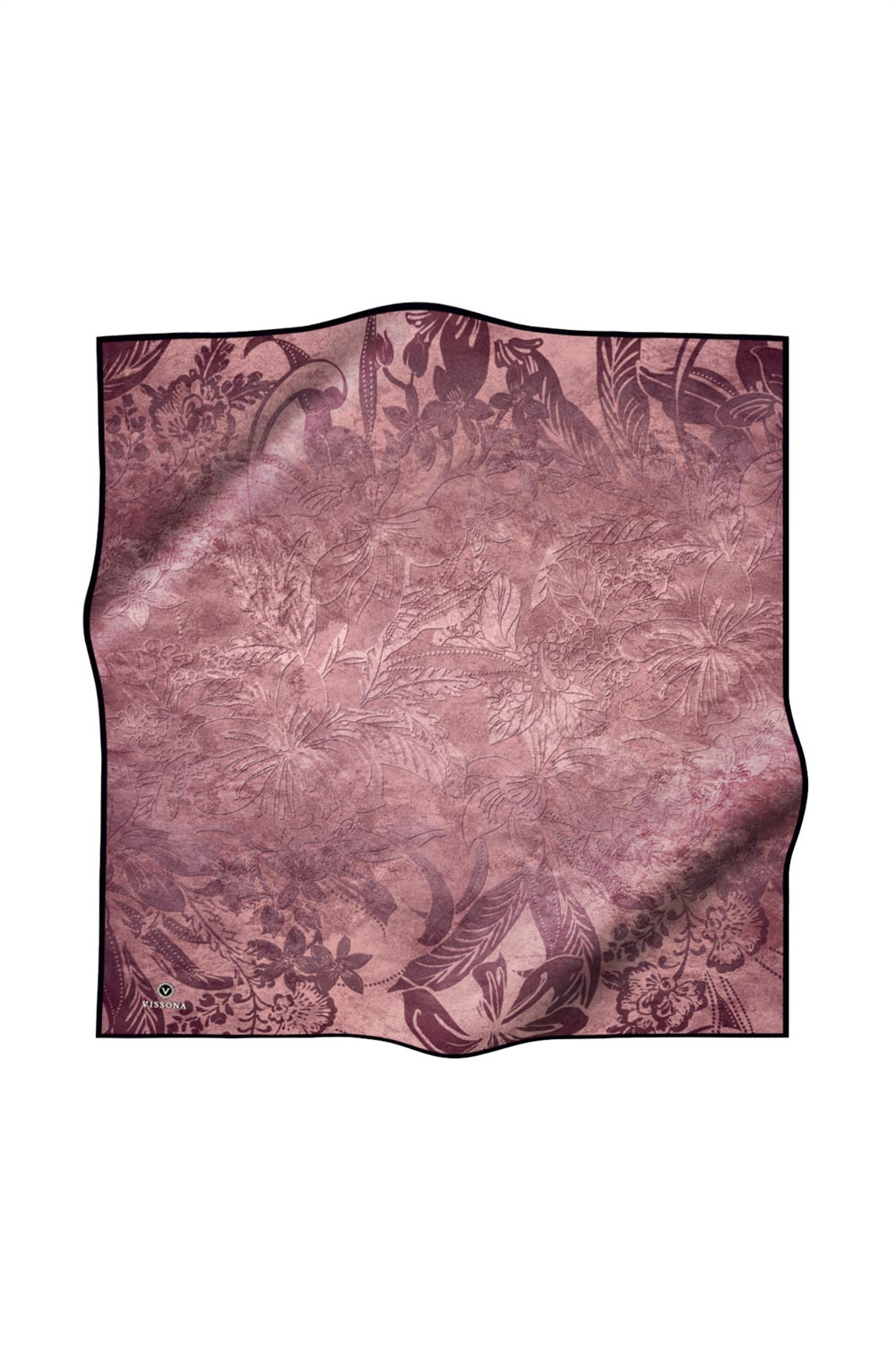 % 57 İpek % 43 Viskon Twill İpek Degradeli Yaprak  Desenli Pudra Renkli 90x90 Eşarp Dikim Şekli : El Dikişi