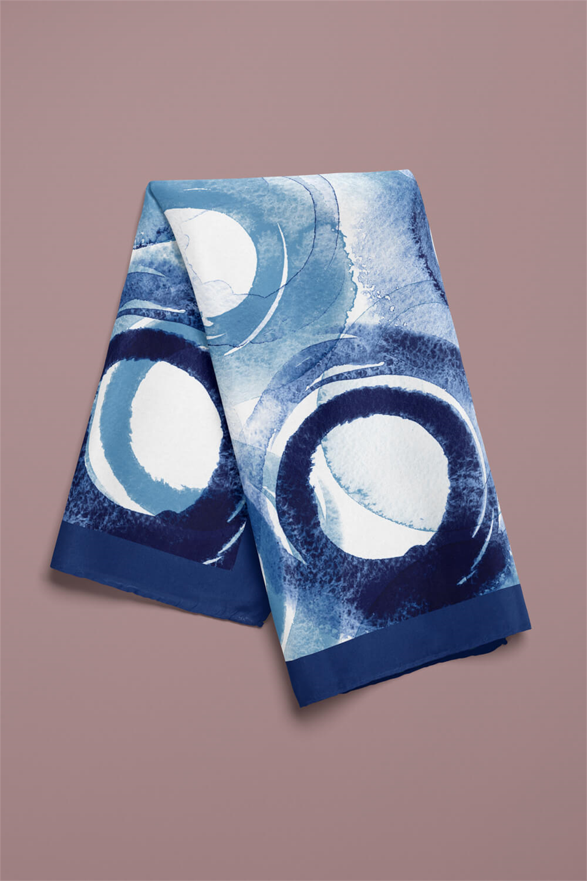 Kadın Halka Desenli Bandana 50x50 Mavi Beyaz DG0423-22