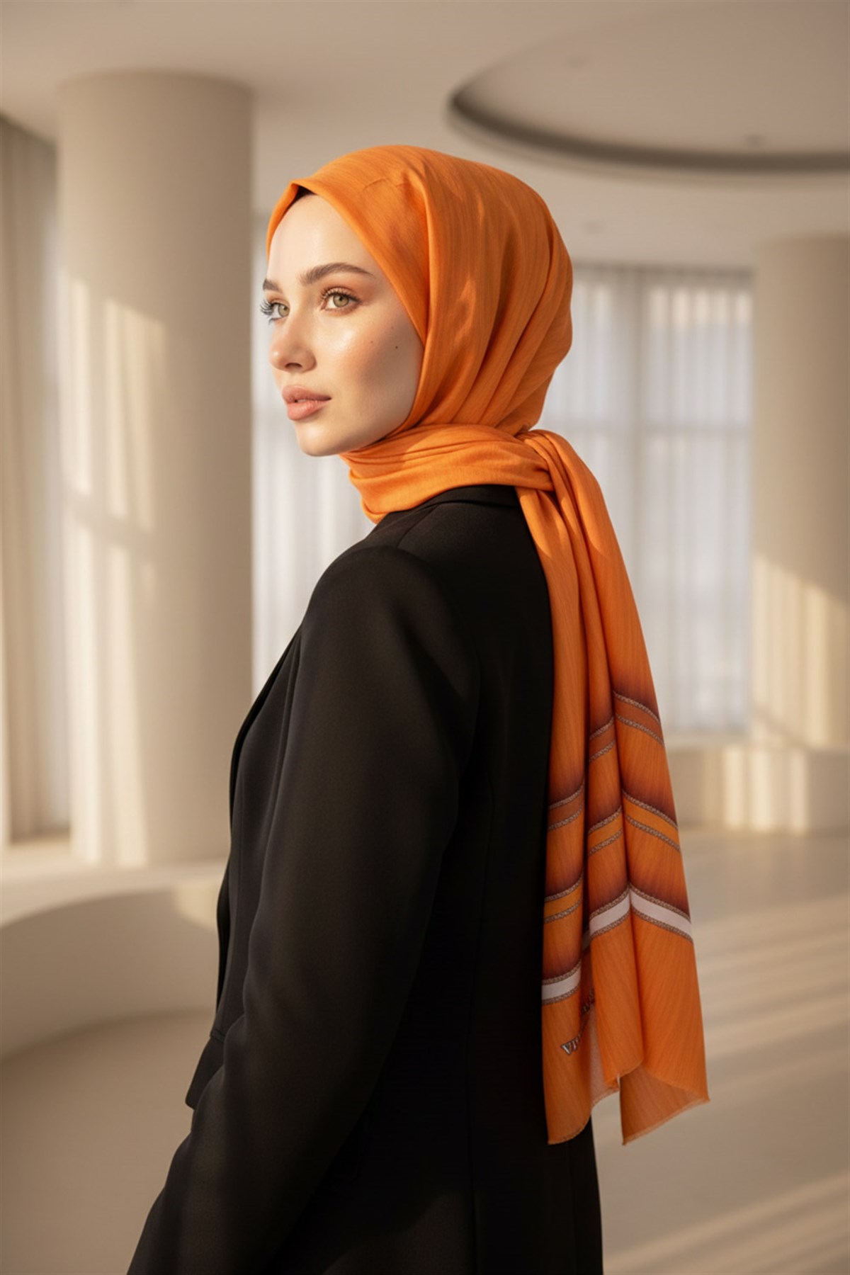 %100 Saf İpek Şal İnce Saten Vual Dokuma Doku Desenli 90x210 Şal