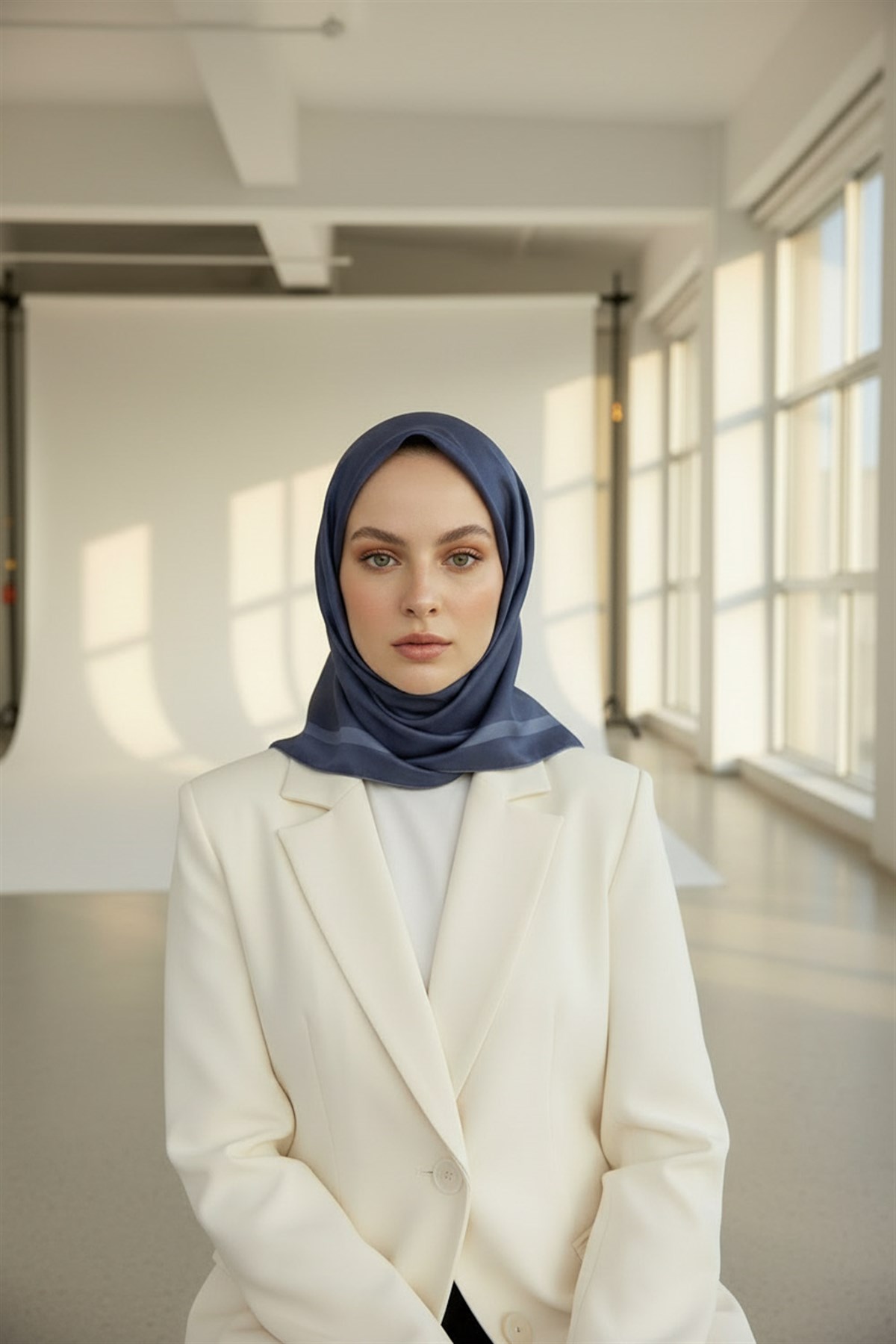 100% Twill İpek Düz Renk Bordür Desenli Gri Renkli Daha Tok Exclusive Serisi 90x90 Dikim Şekli : El Dikişi Eşarp