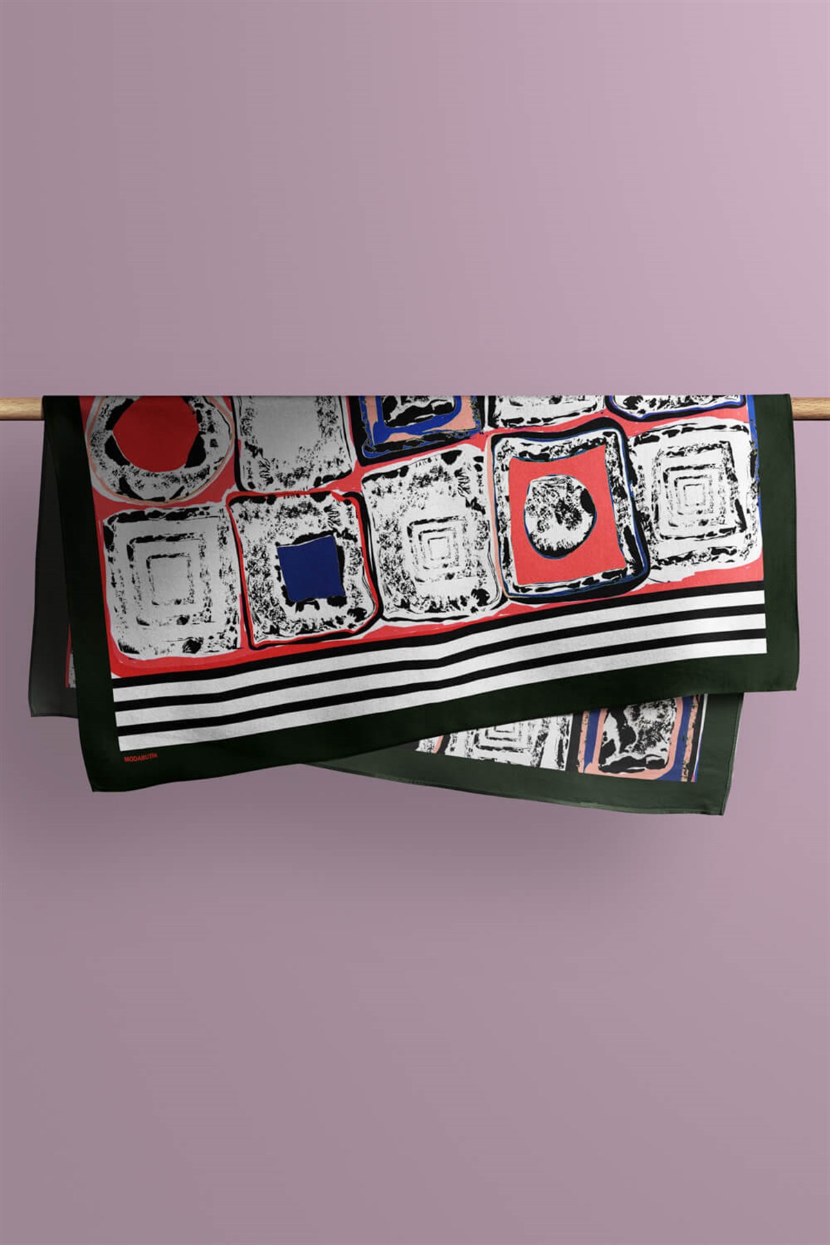 Kadın Kırmızı Sina Desenli 50x50 Bandana DG1030-22
