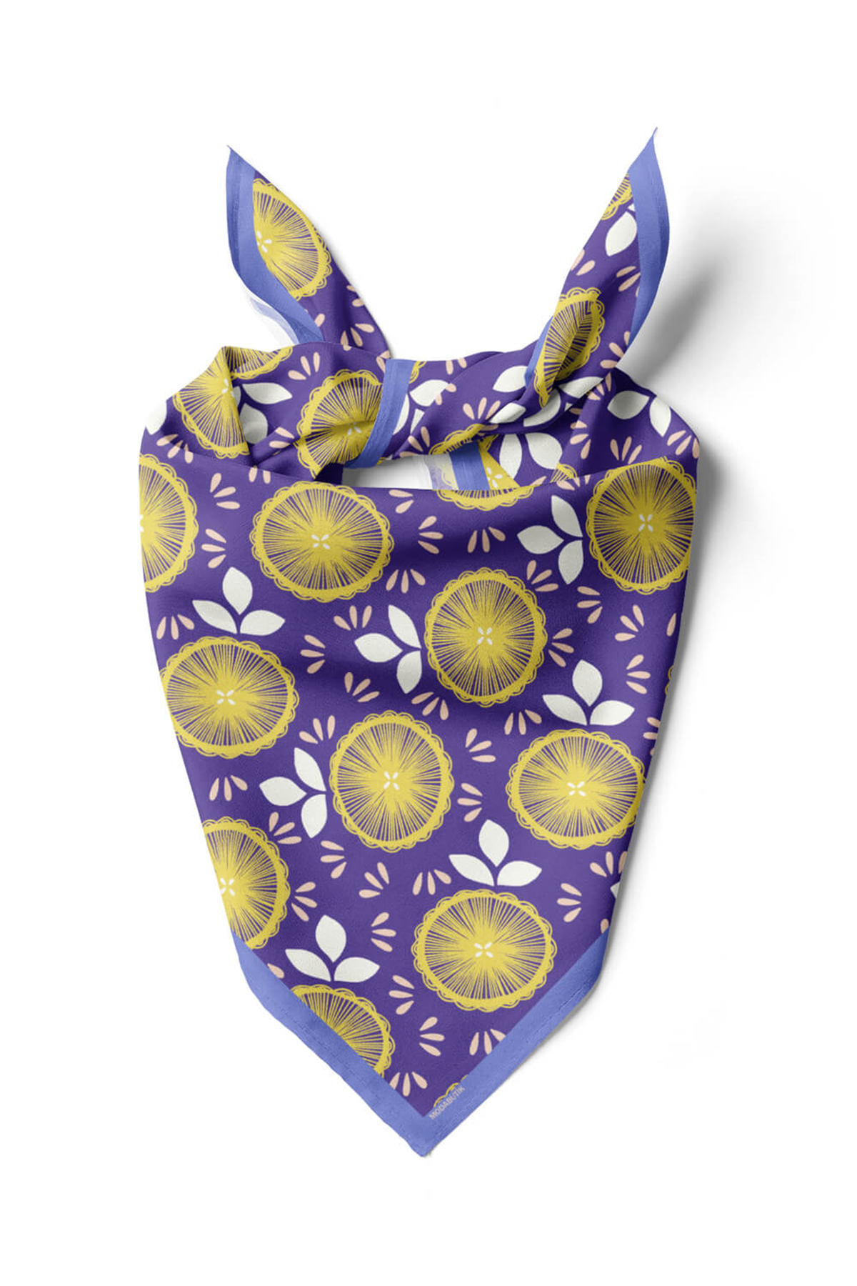 C58 Kadın Lime Desenli Bandana 50x50 Sarı DG0178-22 Snz