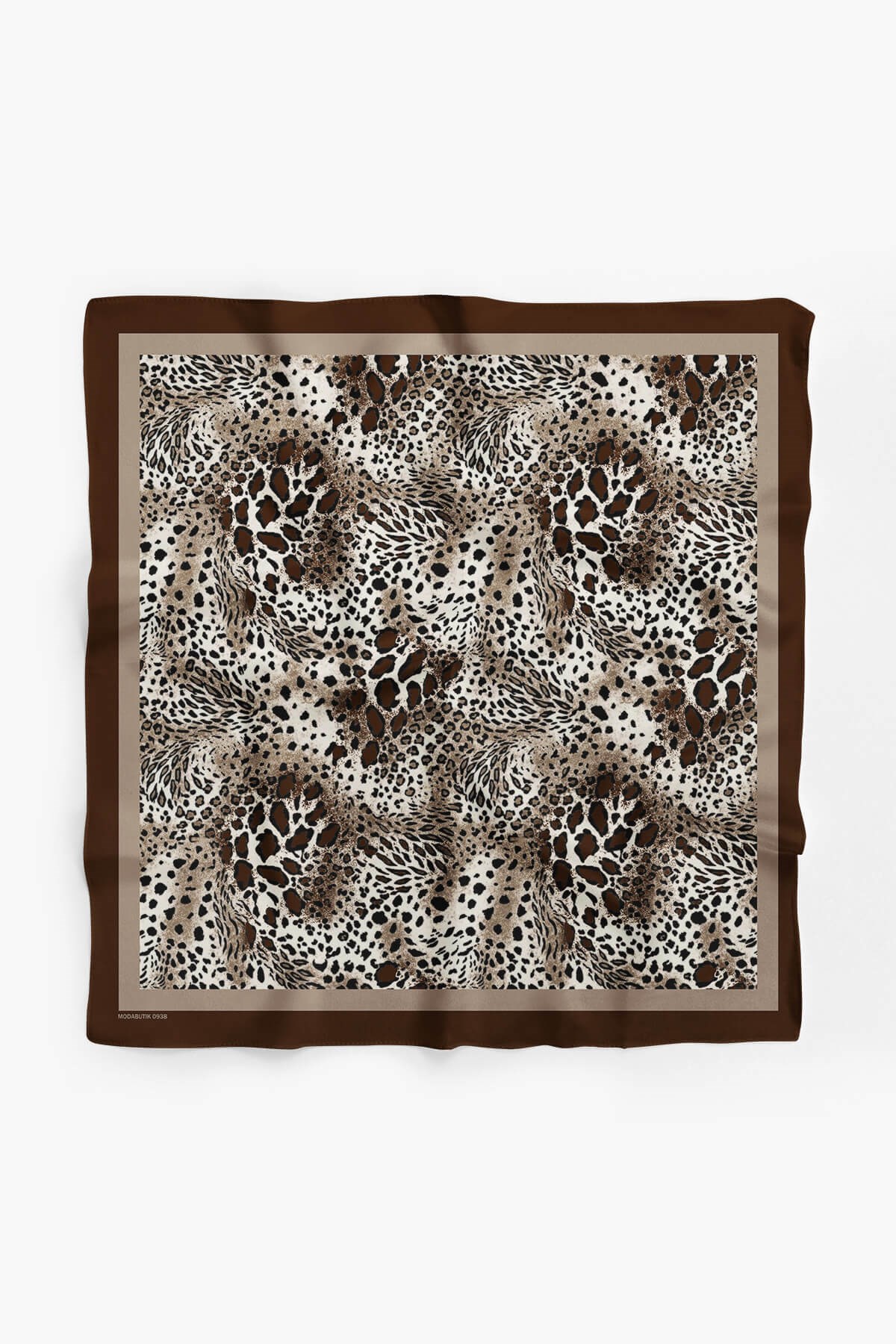 Violla Kadın Kahverengi Koyu Kestane Leopar Desenli 50x50 Bandana - DG0938
