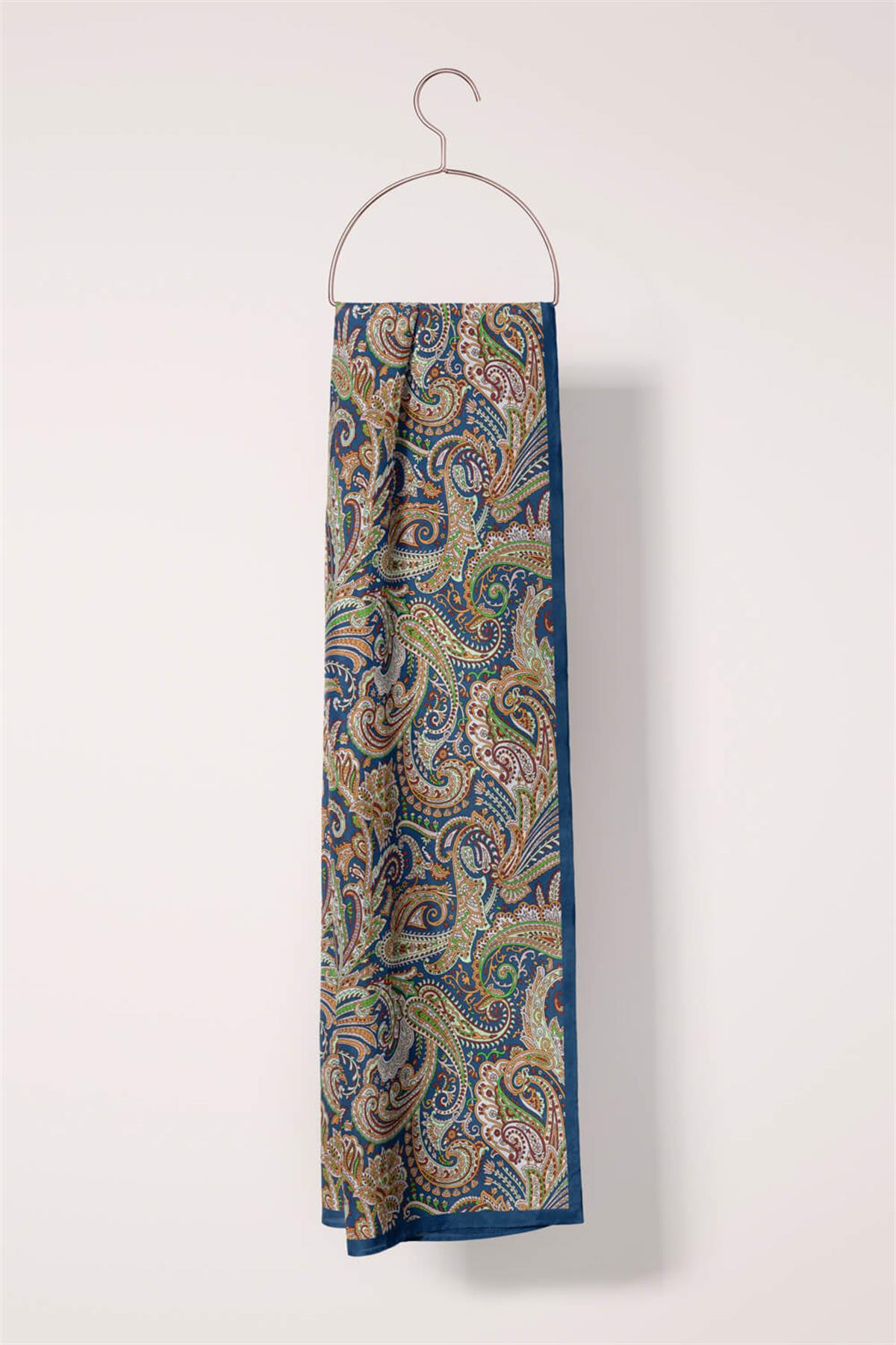 I31 Modabutik Şal Desenli Mavi Fular