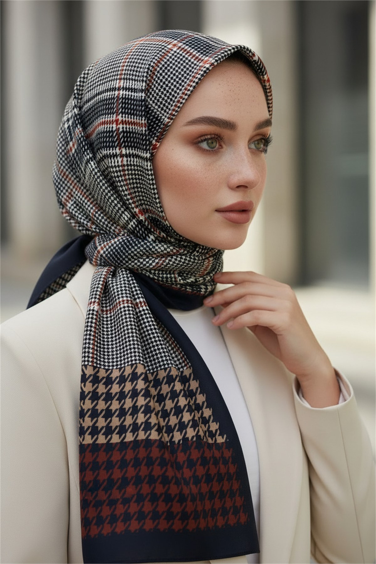 KREP EKOSELİ KAZAYAK DESENLİ BORDO RENKLİ 75X195 KIRIŞMAZ ŞAL