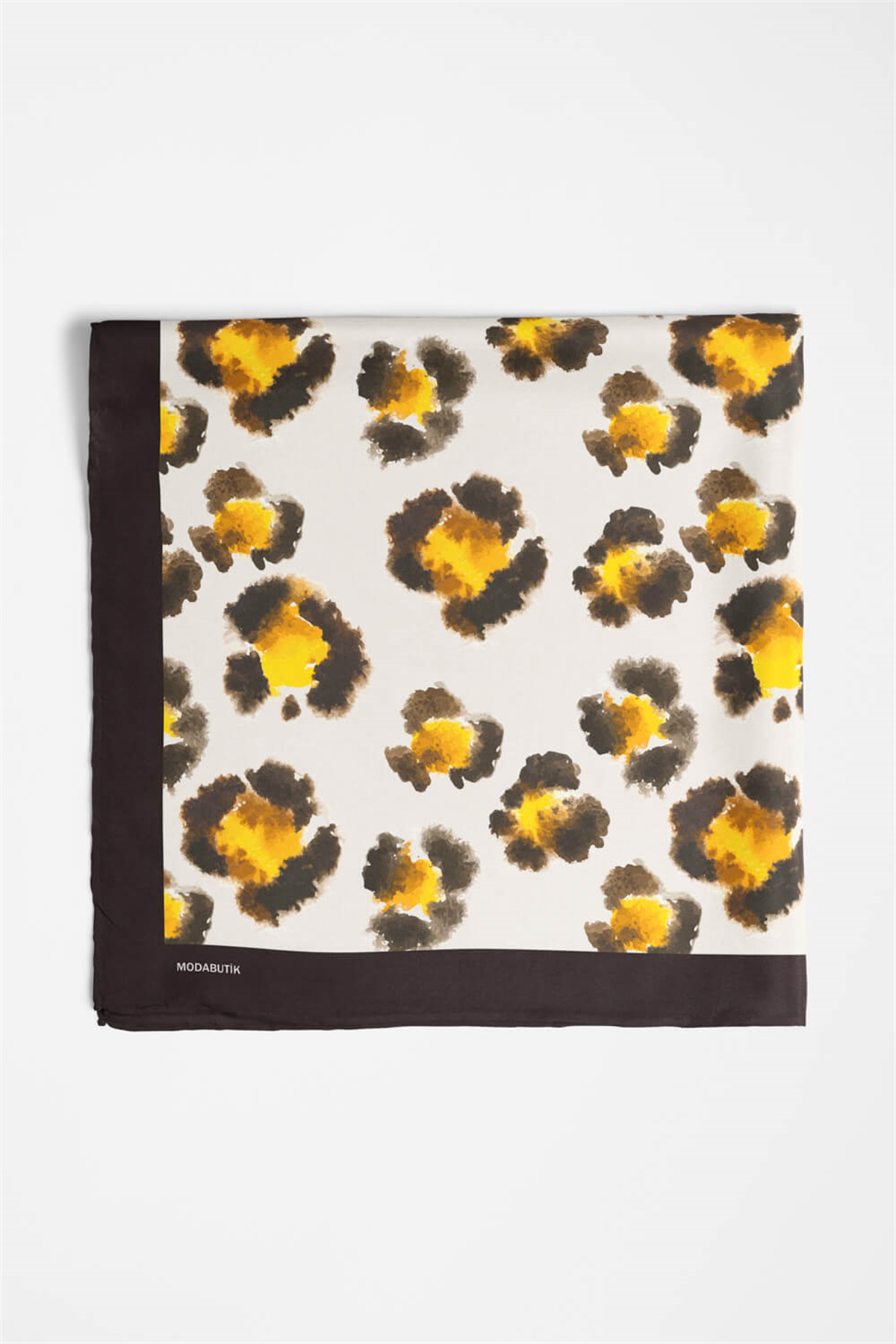 D49 Kadın Egzotik Desenli Bandana 50x50 Sarı DG0287-22