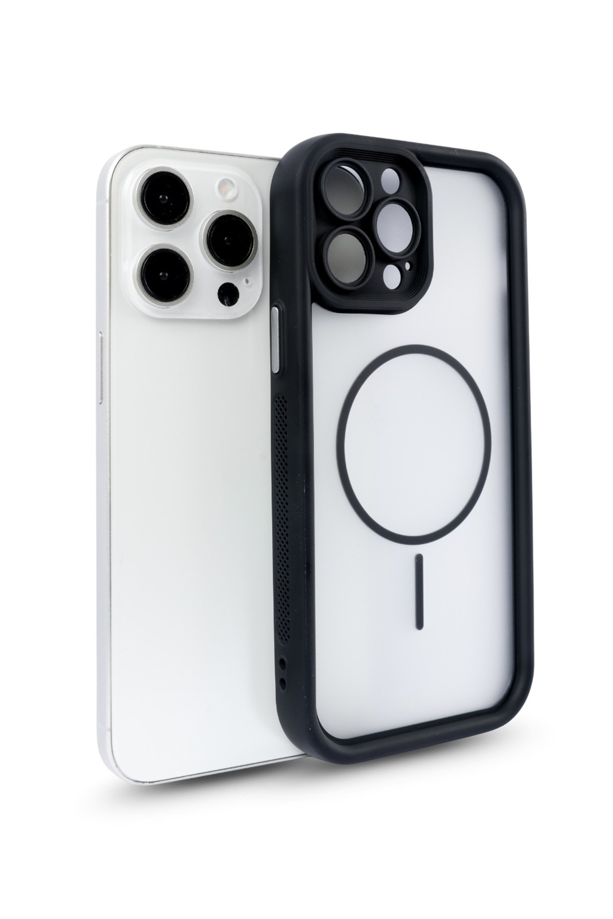 iPhone 15 Pro Max Kılıf – Kamera Korumalı – MagSafe Uyumlu – Siyah Renk – Mat Silikon Telefon Kılıfı