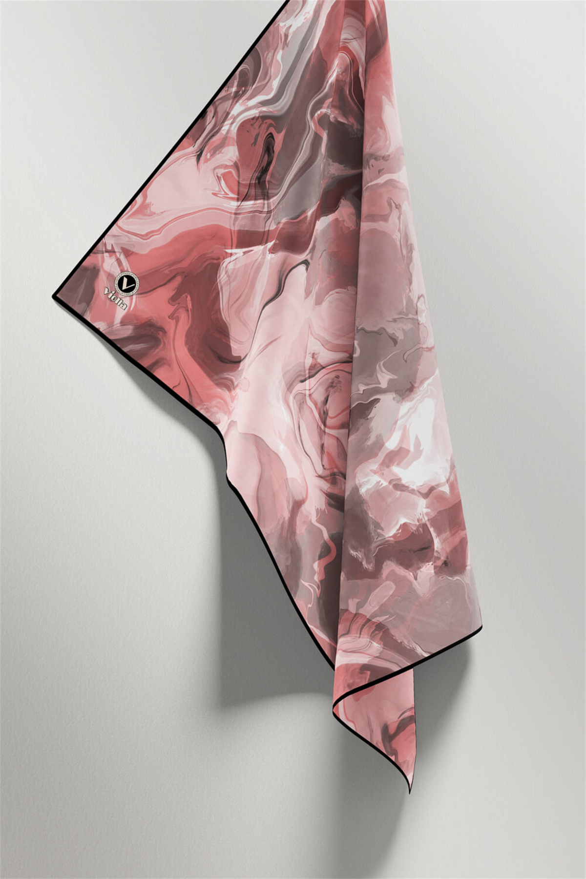 Twill Batik Desenli Pudra Renkli 90x90 Eşarp (İpek İçermez) Kenar Dikiş Şekli El Dikişli