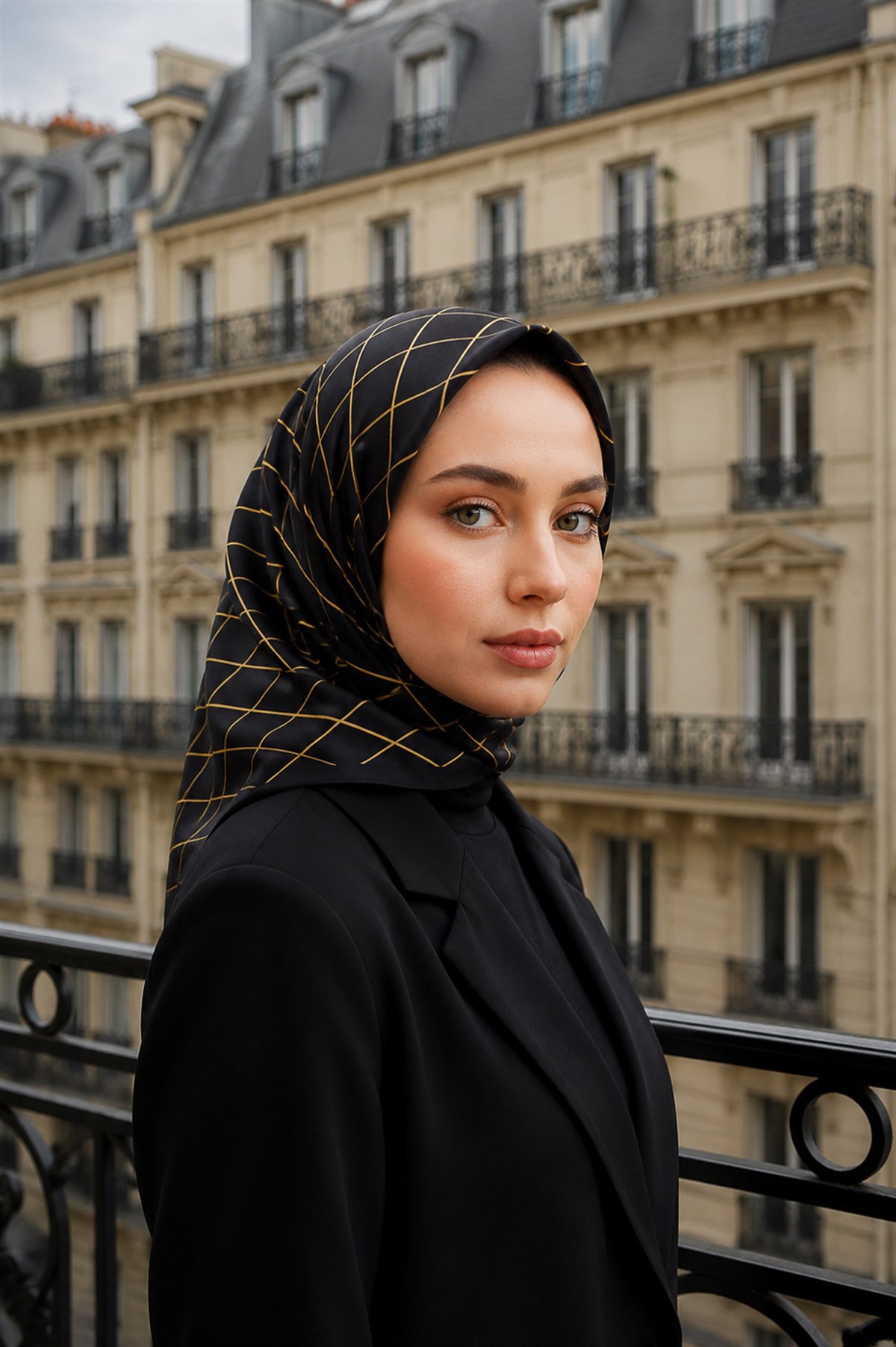 %100 Twill Çizgili Desenli Sarı - Siyah Renkli 90x90 Eşarp Dikim Şekli: El Dikişi