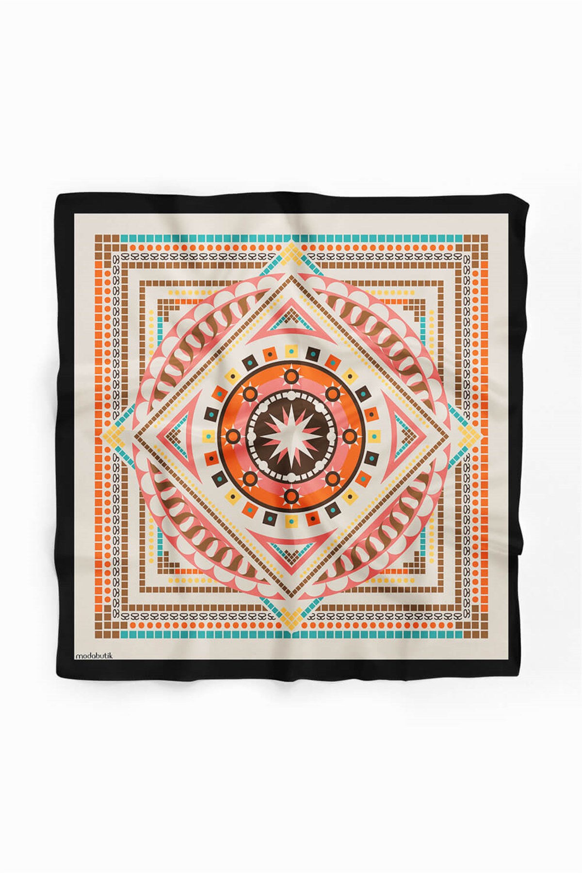 Violla G32 Kadın Pembe Turuncu Siyon Desenli 50x50 Bandana