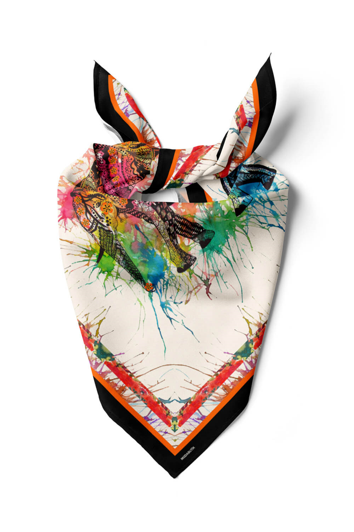 V8 Kadın Fil Desenli Bandana 50x50 Kırmızı DG0208-22