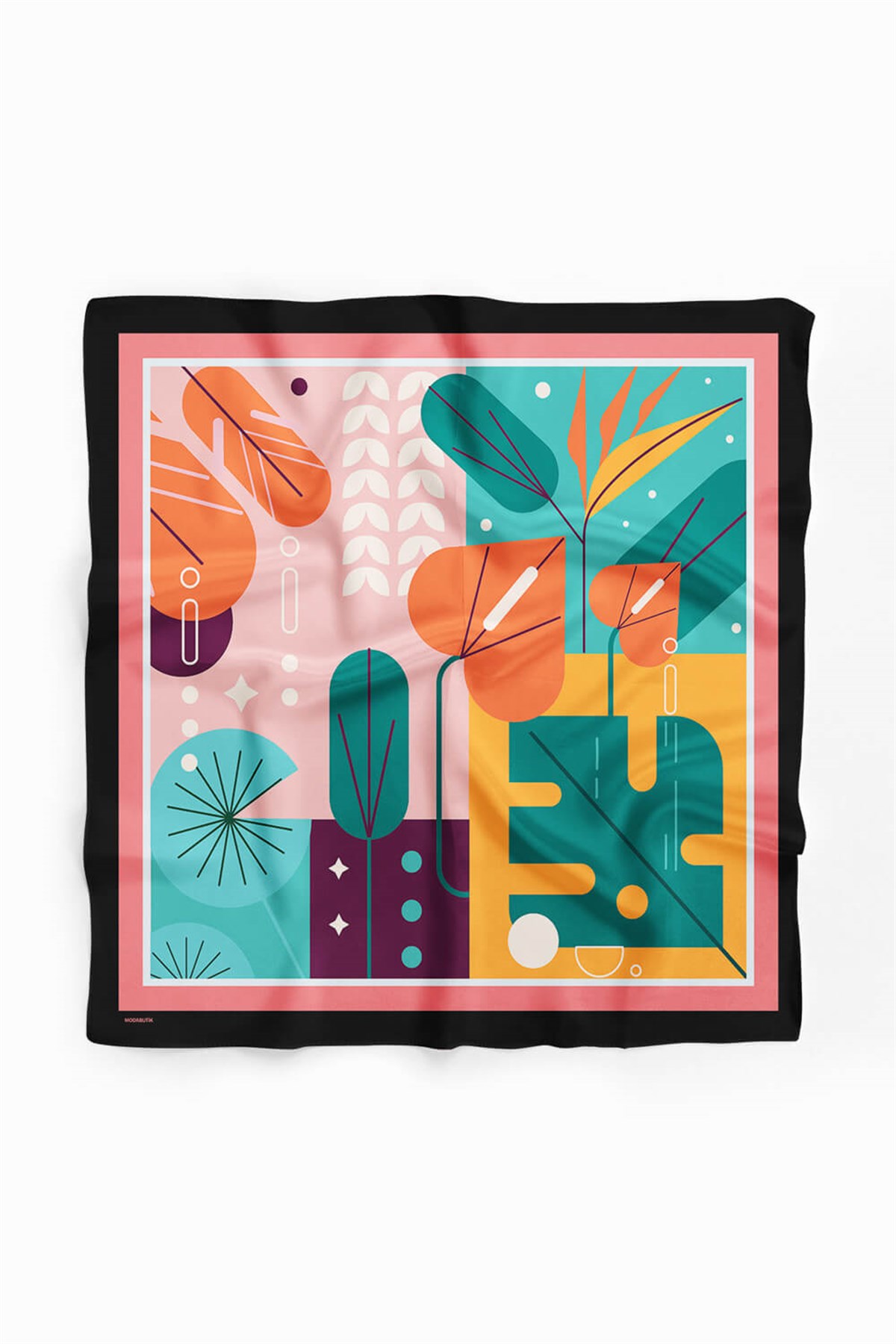 Kadın Turuncu Fruits Desenli 50x50 Bandana HYL DG01539-22
