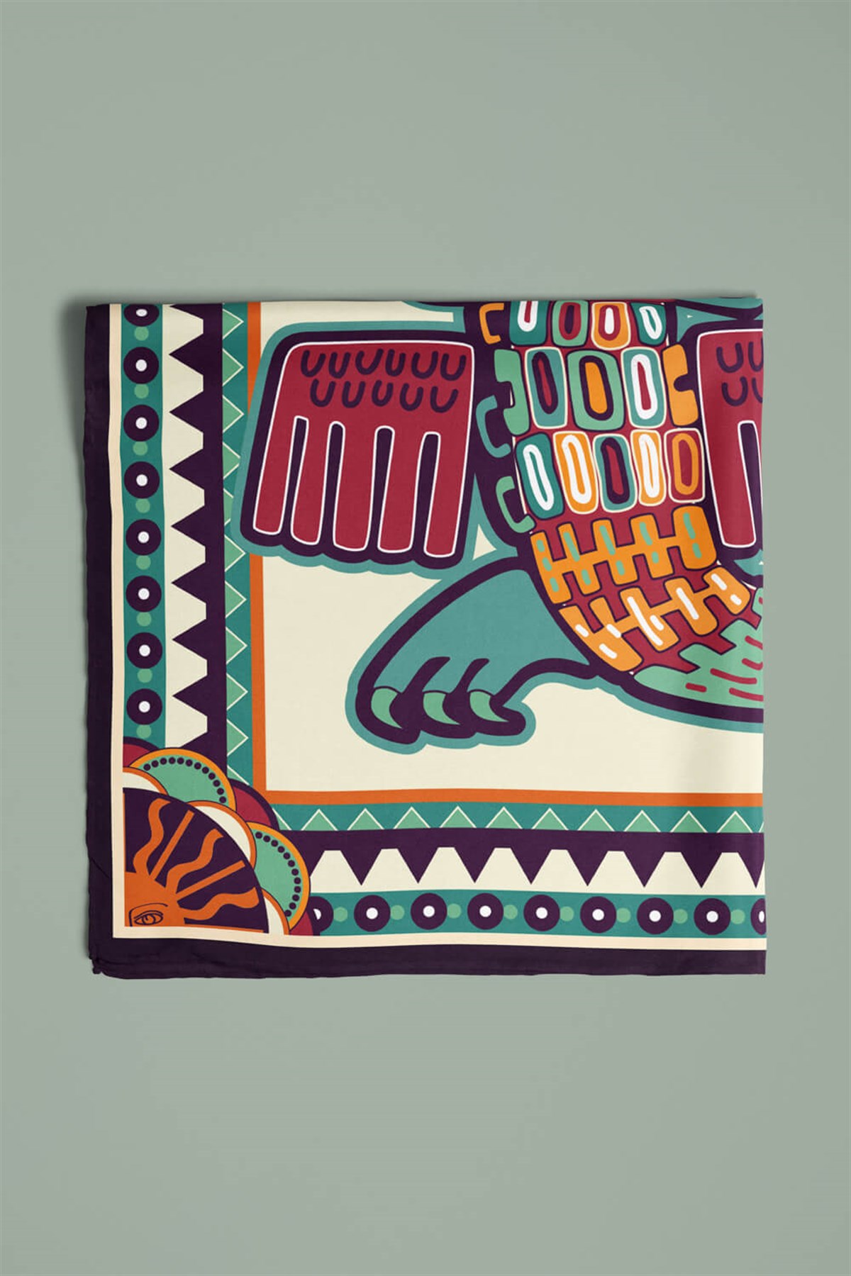 Vissona Etnik Desenli İpek Bandana