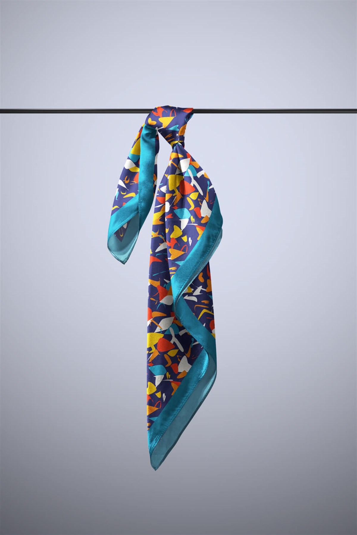 Violla D100 Kadın Mix Desenli Bandana 50x50 Lacivert DG0179-22