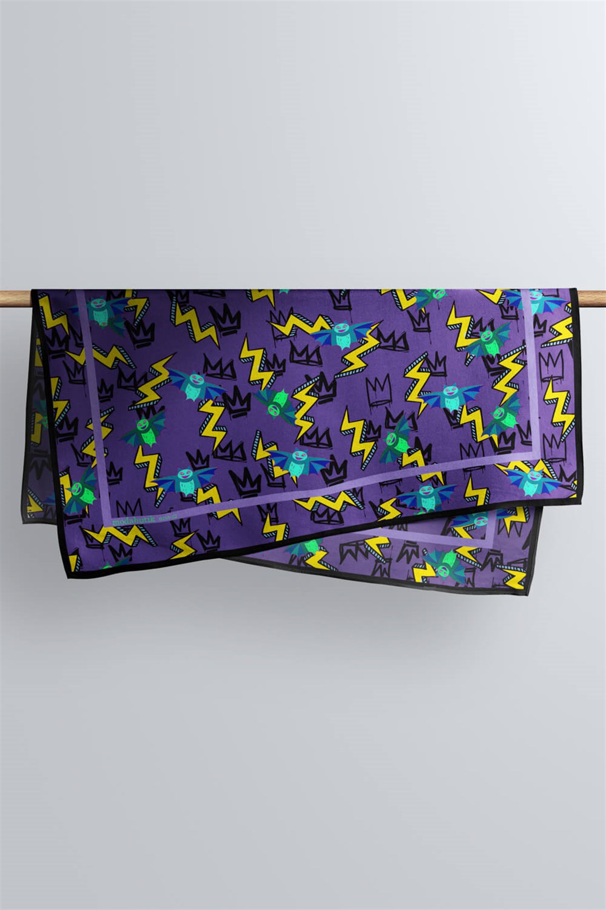 Violla D54 Kadın Comics Desenli Bandana 50x50 Mor DG0235-22