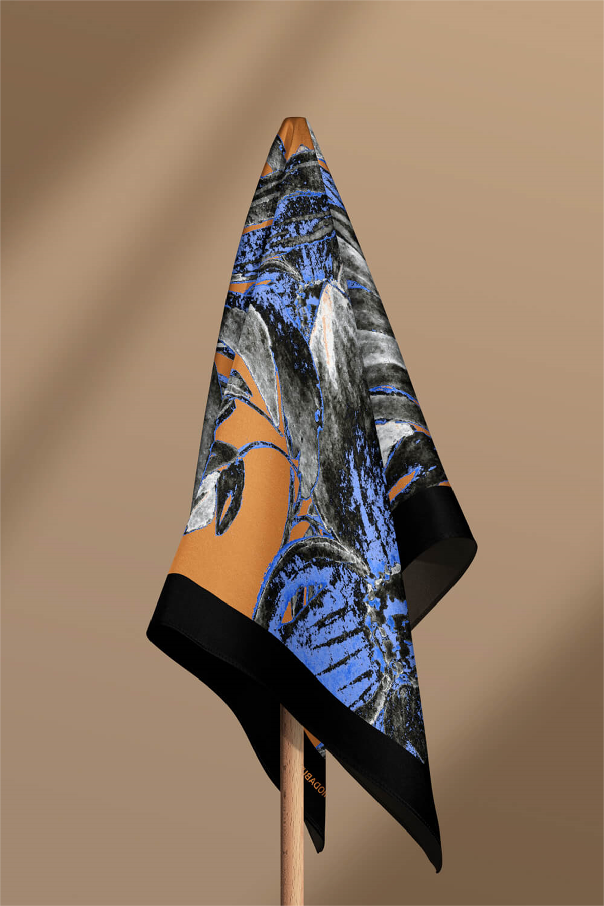 Y83 Kadın Çiçek Desenli Bandana 50x50 Mavi DG0466-22