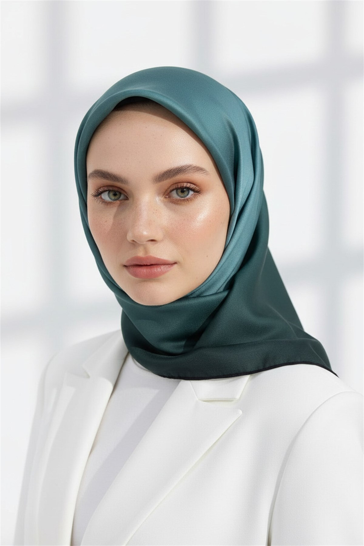 %100 Twill İpek Degrade Desenli Mint Yeşili Renkli 90x90 Eşarp Dikim Şekli : El Dikişi