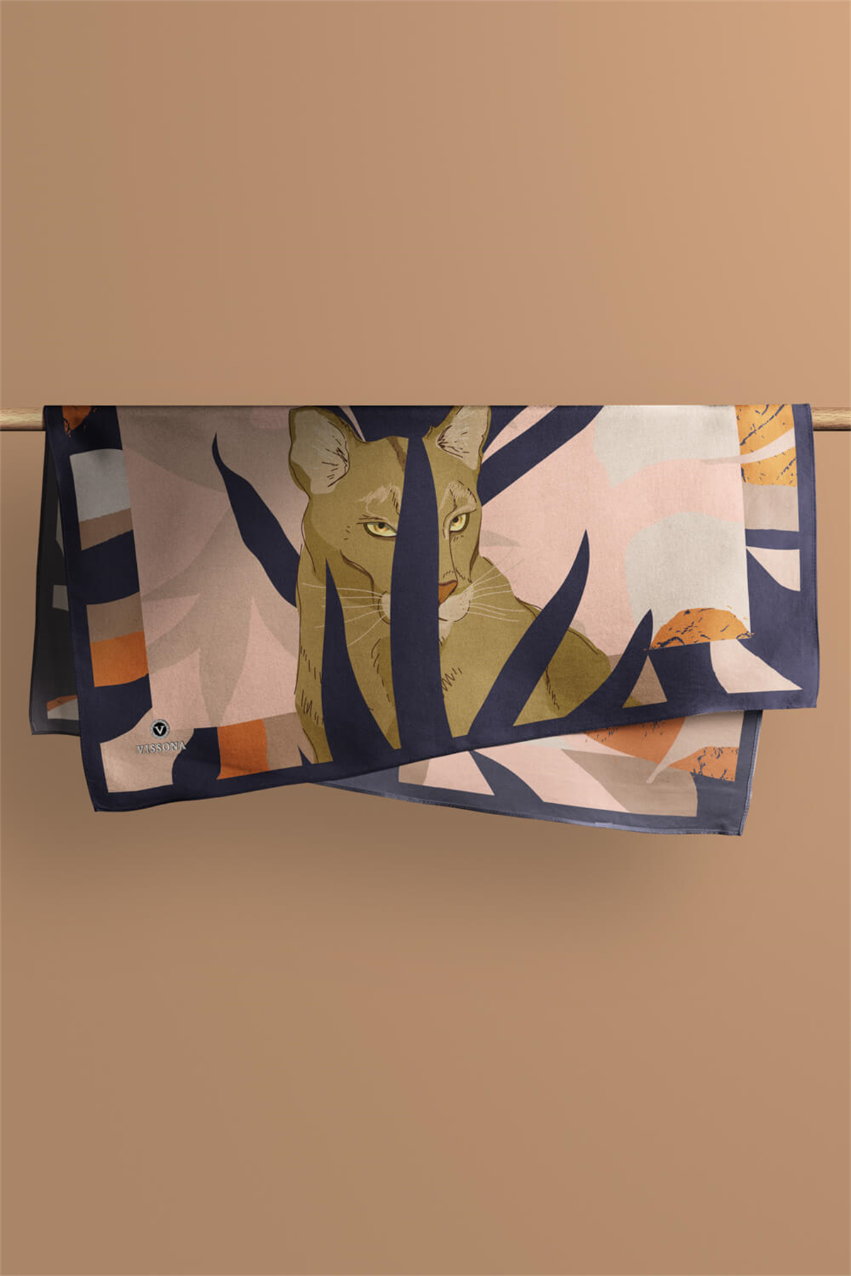 Saten İpek Kaplan Desenli Kadın Bandana