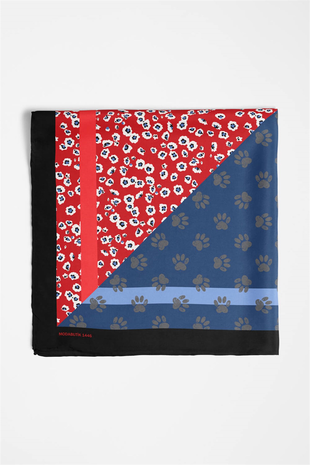 Violla Z69 Kadın Mavi Pati Desenli 50x50 Bandana HYL DG01446-22