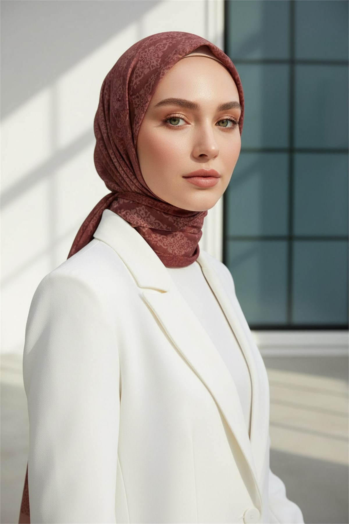 KREP BAROK DESENLİ TABA RENKLİ KIRIŞMAZ ŞAL