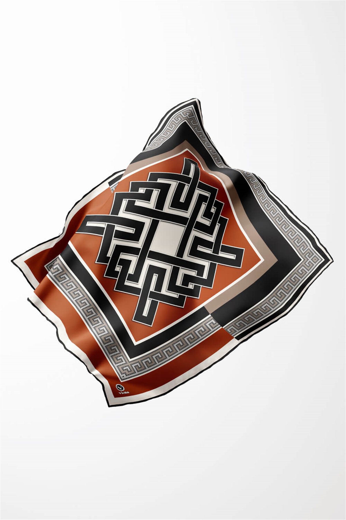 Twill Çizgili Sonsuzluk Düğümü Desenli Taba Renkli 90x90 Eşarp (İpek İçermez)