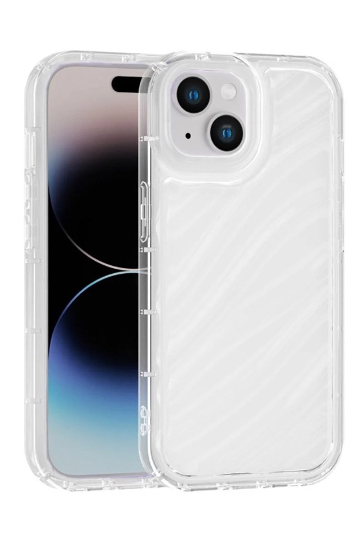 iPhone 15 Kılıf – Kabartmalı Parlak Desenli Darbe Emici Silikon Telefon Kılıfı