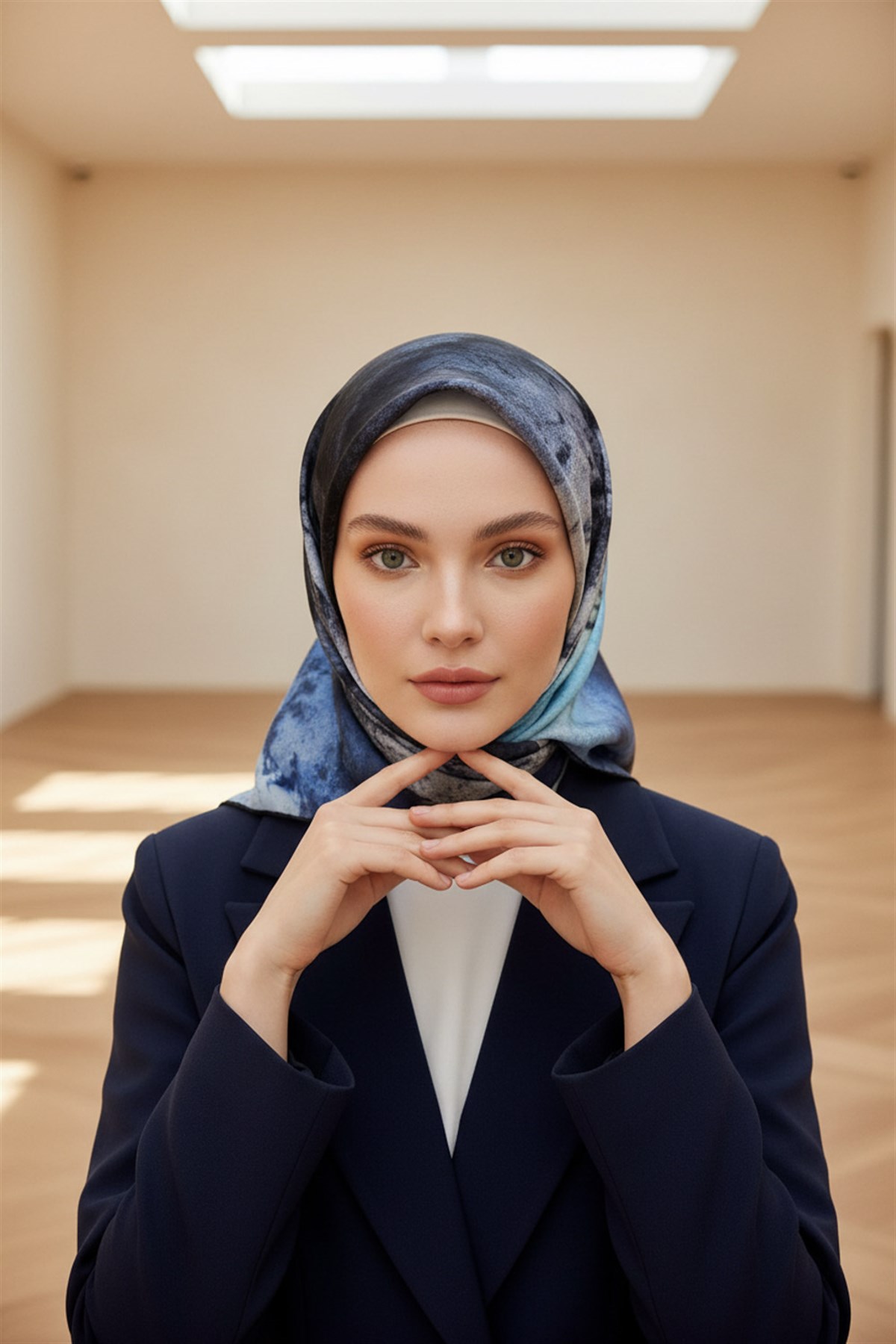 % 57 İPEK % 43 VİSKON Twill İpek Dokulu Ve Geometrik Desenli Bebe Mavisi - Mint Yeşili Renkli 90x90 Eşarp Dikim Şekli : El Dikişi