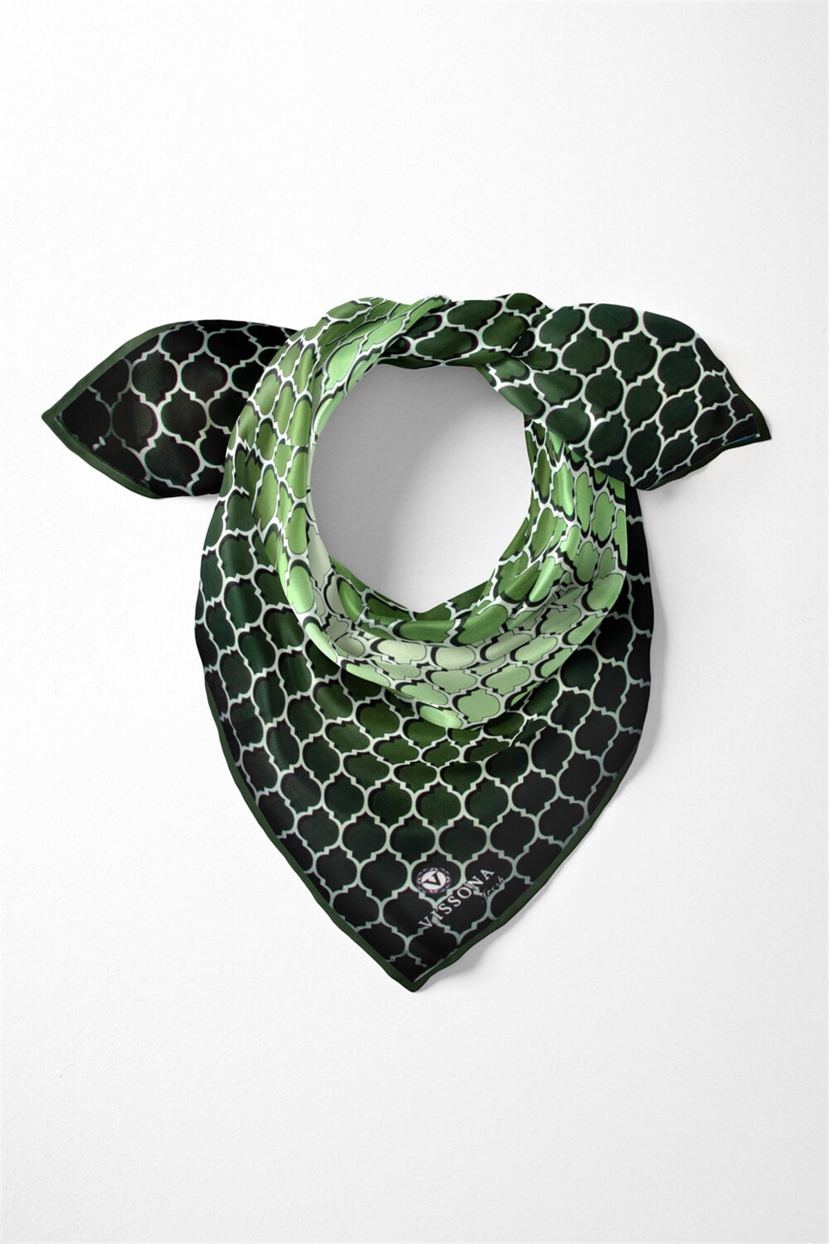 %100 İpek Kadın Desenli Bandana 80x80