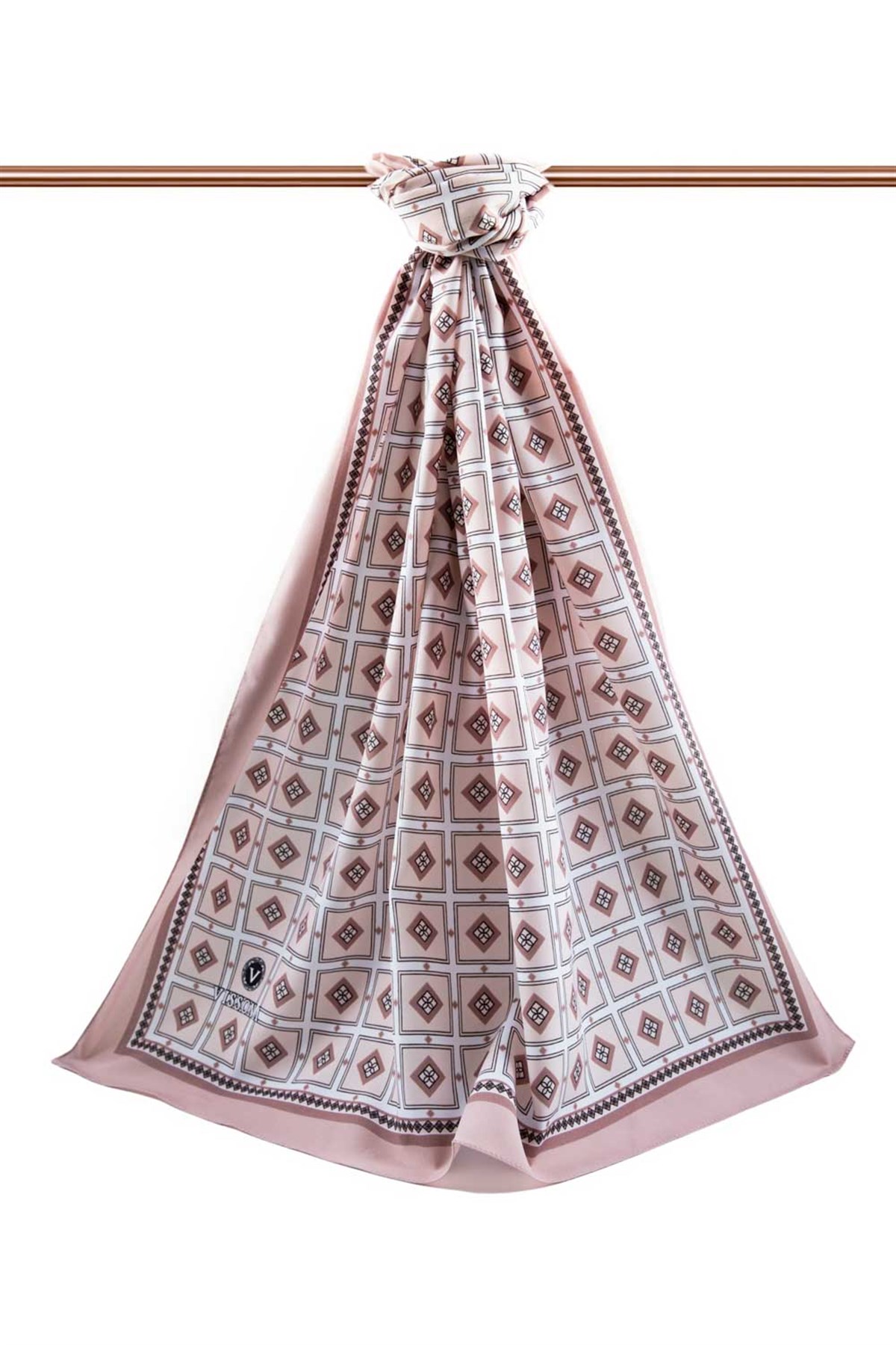 KREP KARE DESENLİ SÜTLÜ KAHVE RENKLİ 75X195 KIRIŞMAZ ŞAL