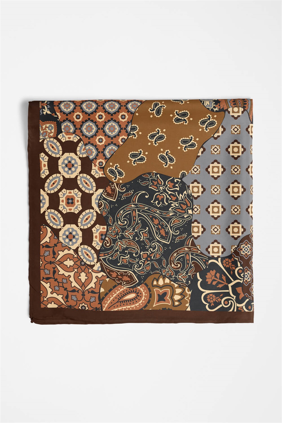 %100 İpek Etnik Desenli Kadın Bandana