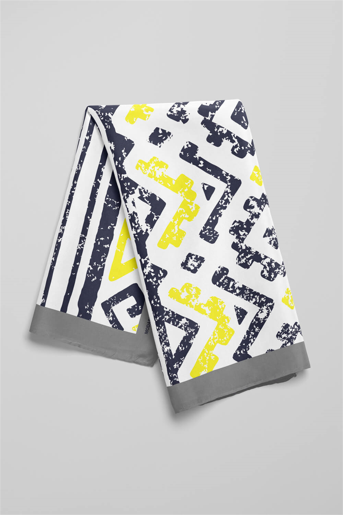 D77 Kadın Geometrik Desenli Bandana 50x50 Sarı DG0431-22