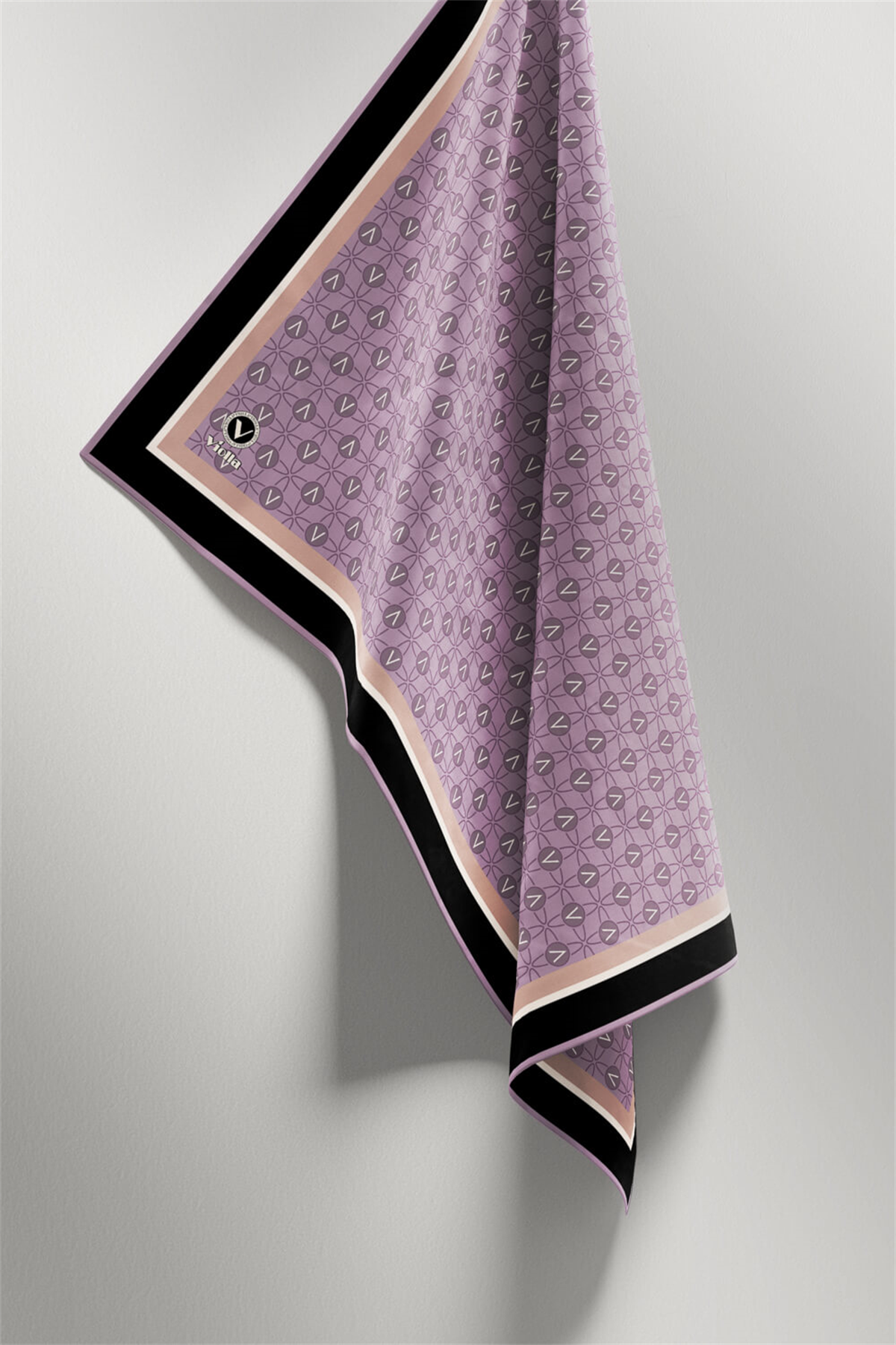 Twill V Desenli Lila Renkli 90x90 Eşarp (İpek İçermez) Dikim Şekli : El Dikişi