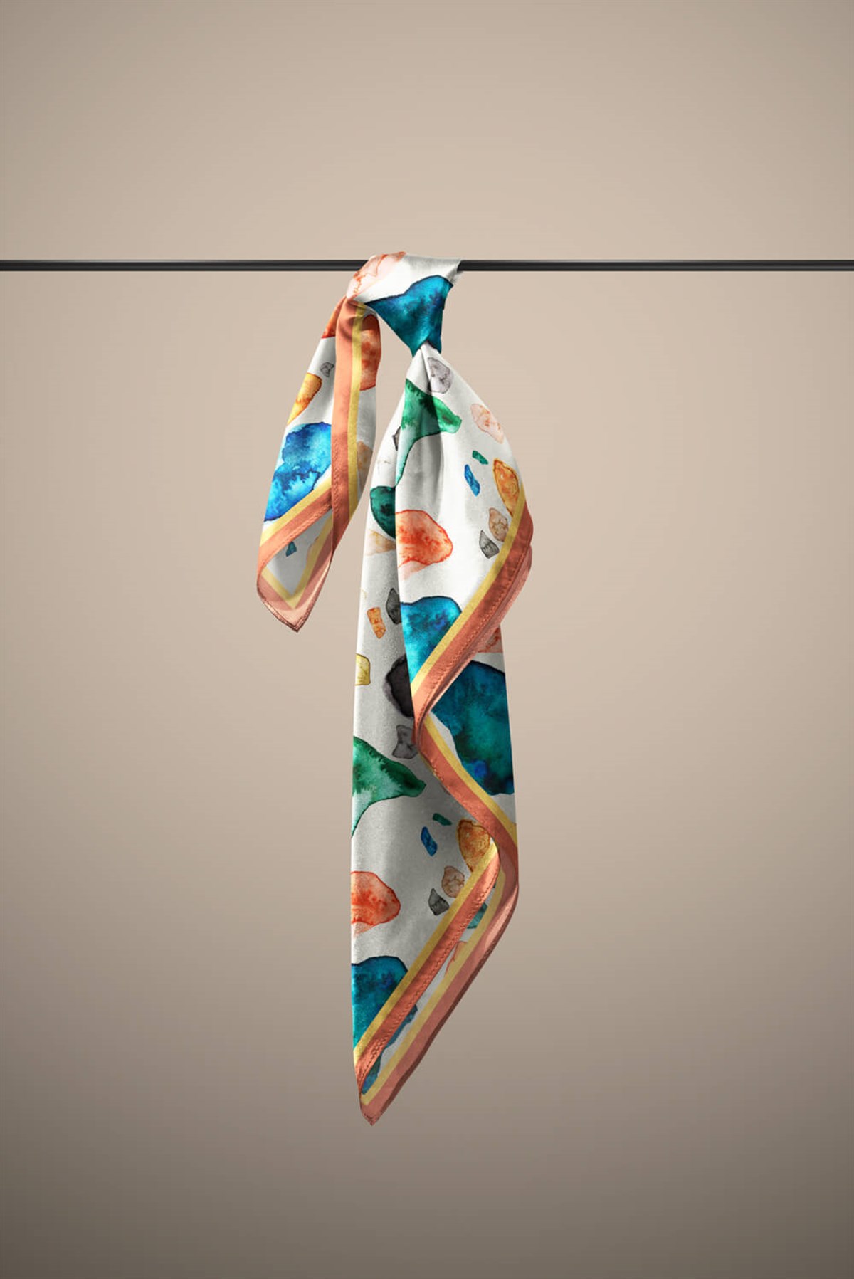 F101 Vissona Geometrik Desenli İpek Bandana