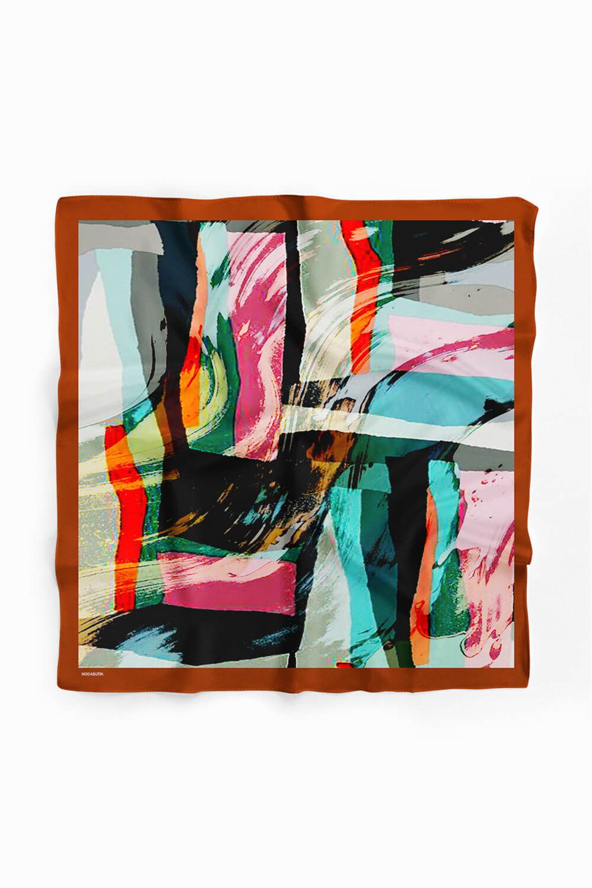 Y8 Kadın Sulu Boya Desenli Bandana 50x50 Gri DG0479-22