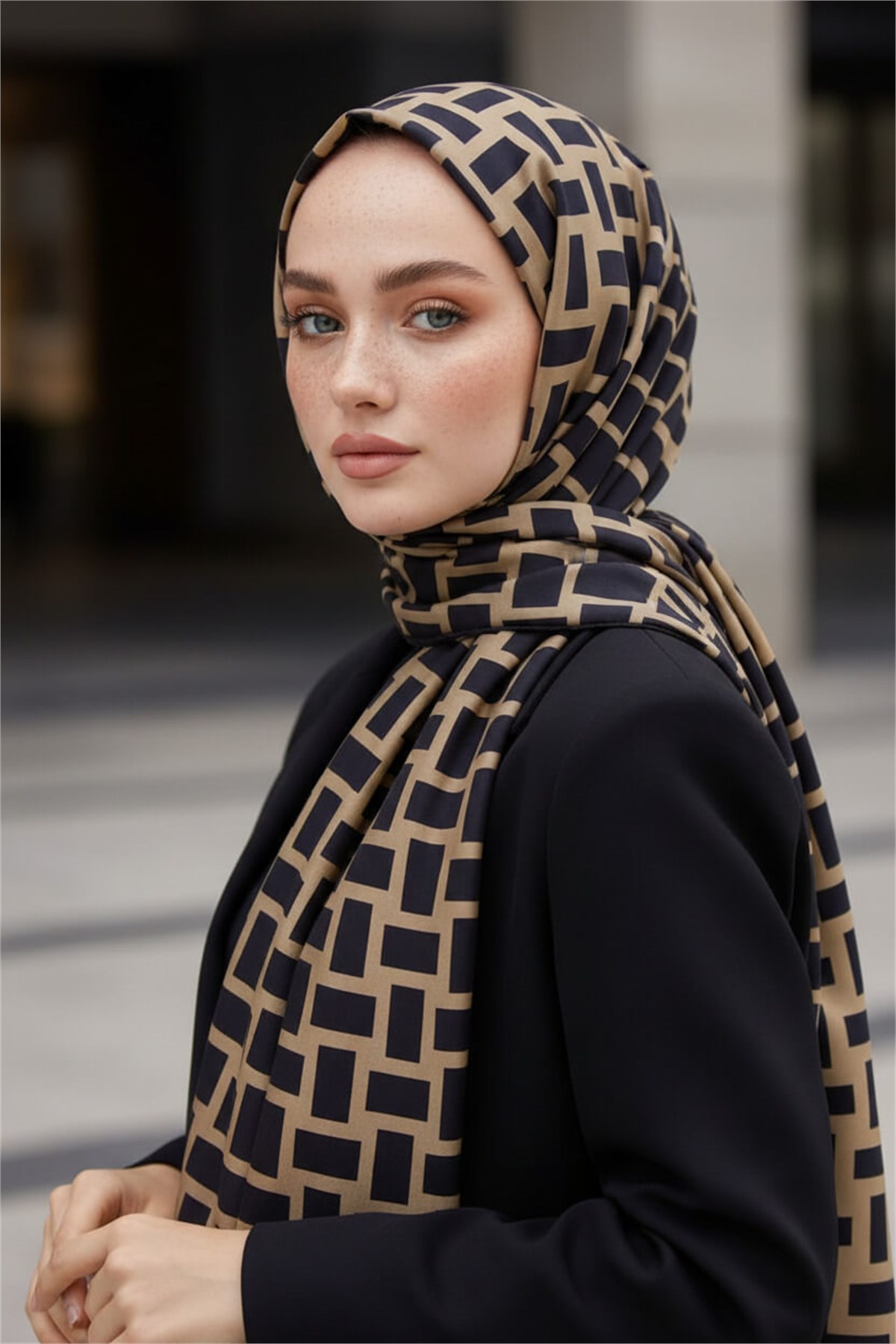 KREP KARELİ DESENLİ VİZON RENKLİ 75X195 KIRIŞMAZ ŞAL