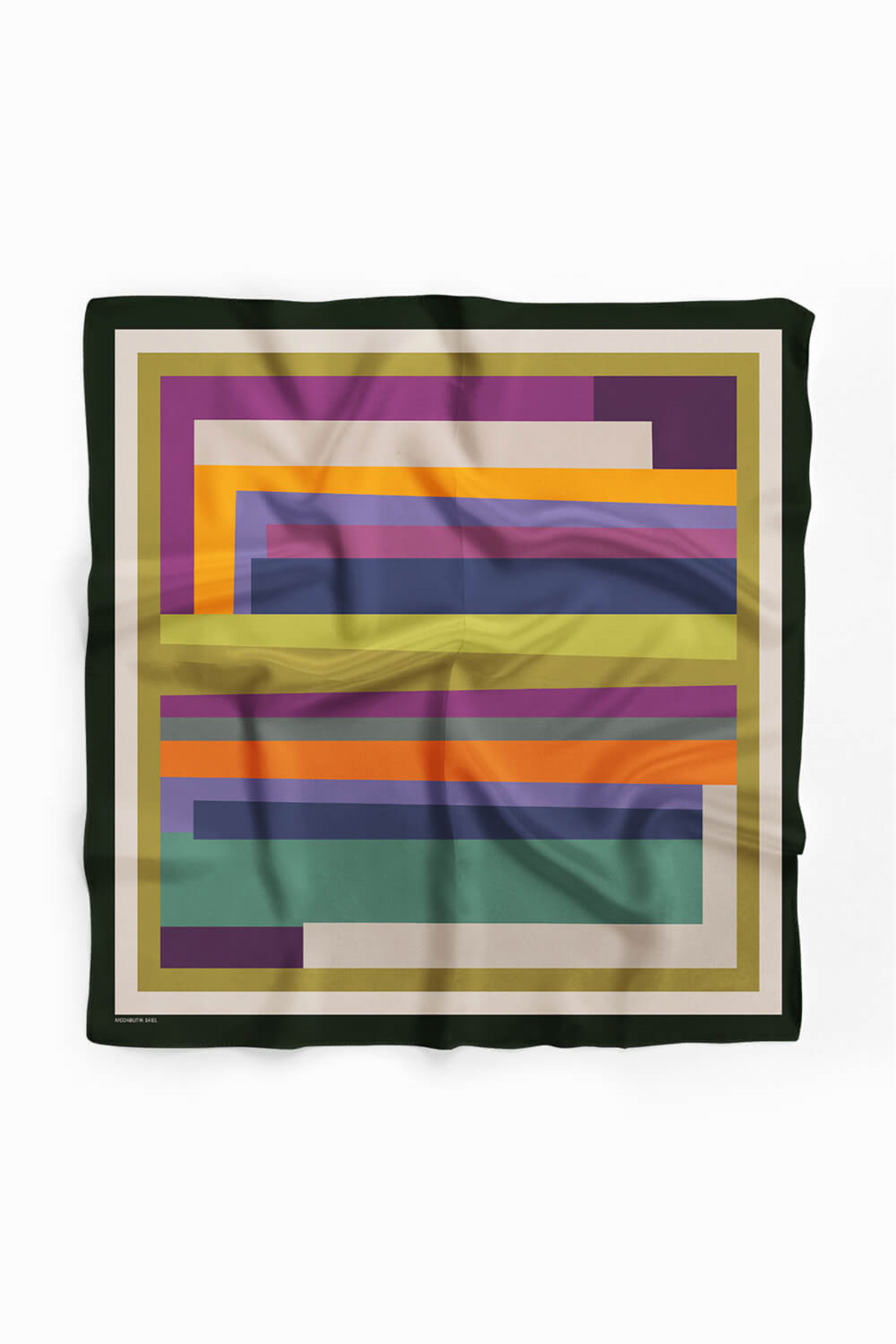 E7 Kadın Mor Krem Çizgi Desenli 50x50 Bandana HYL DG01481-22