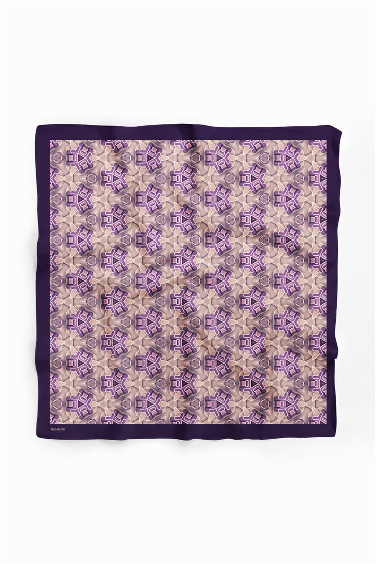 D52 Kadın Geometric Desenli Bandana 50x50 Mor DG0240-22