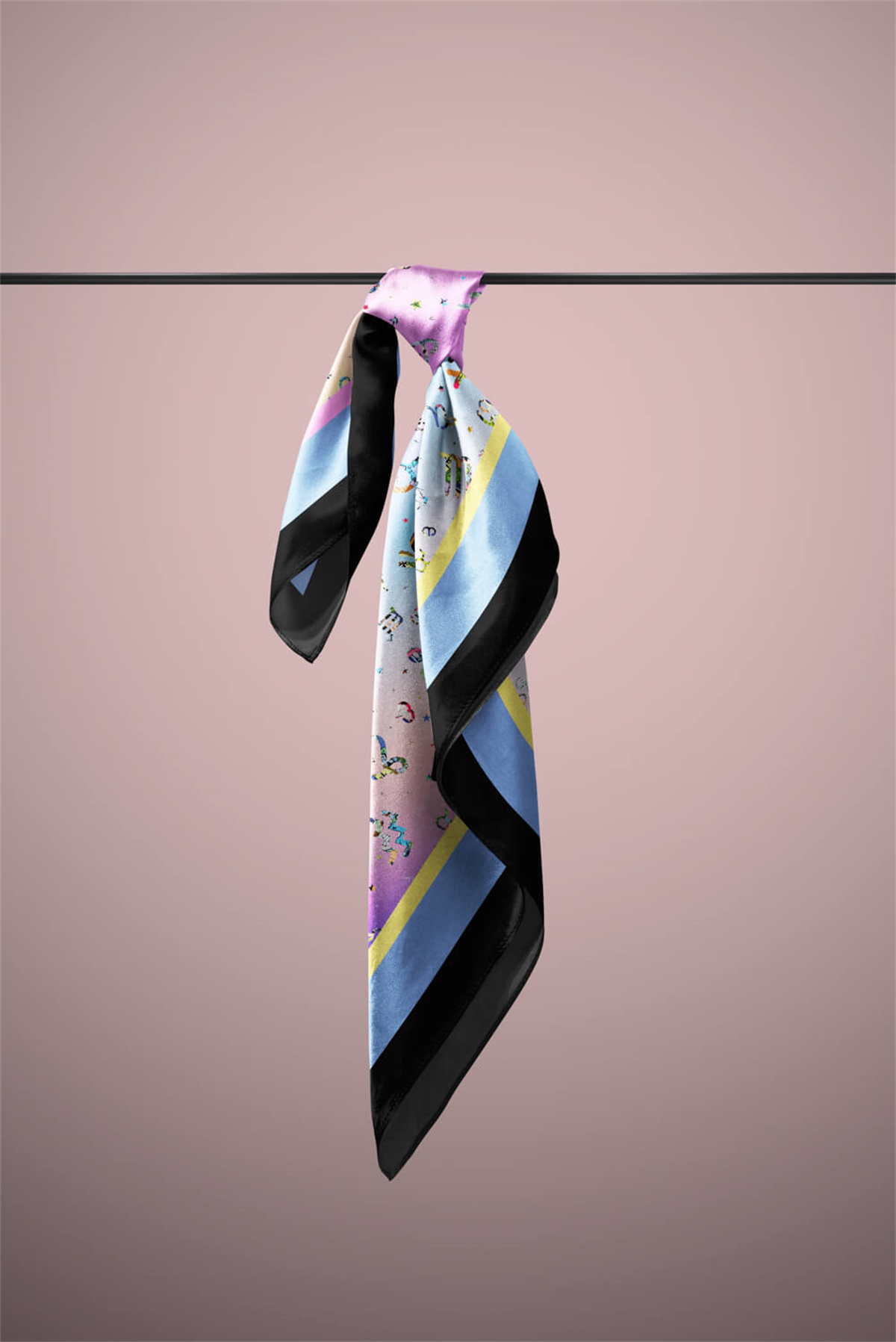 G28 Kadın Mavi Number Desenli 50x50 Bandana HYL DG01418-22