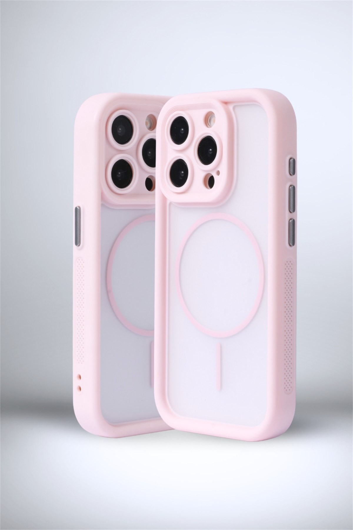 iPhone 16 Pro Kılıf – Kamera Korumalı – MagSafe Uyumlu – Pembe Renk – Mat Silikon Telefon Kılıfı
