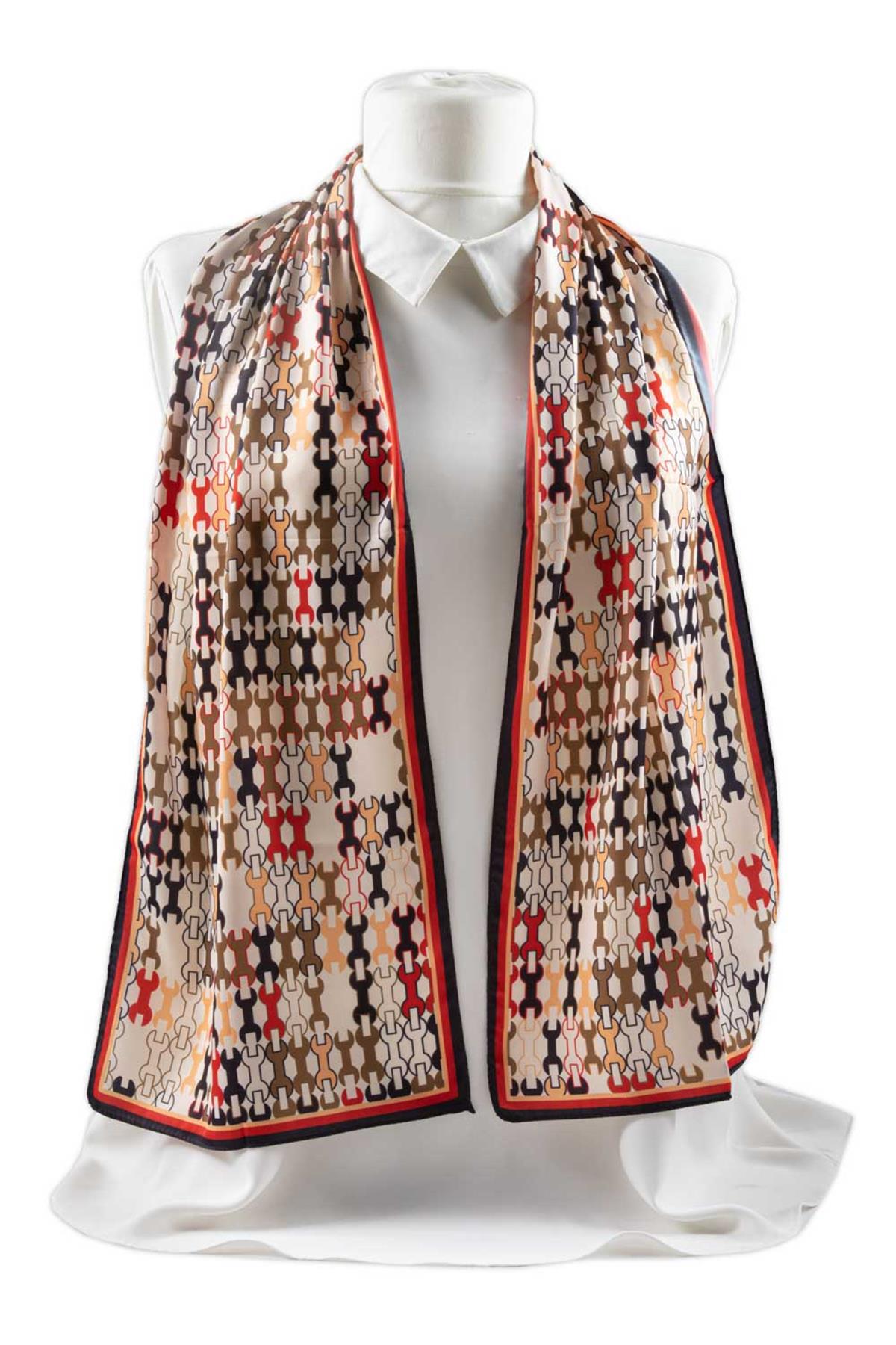 I6 Geometrik Desenli Fular 30x140