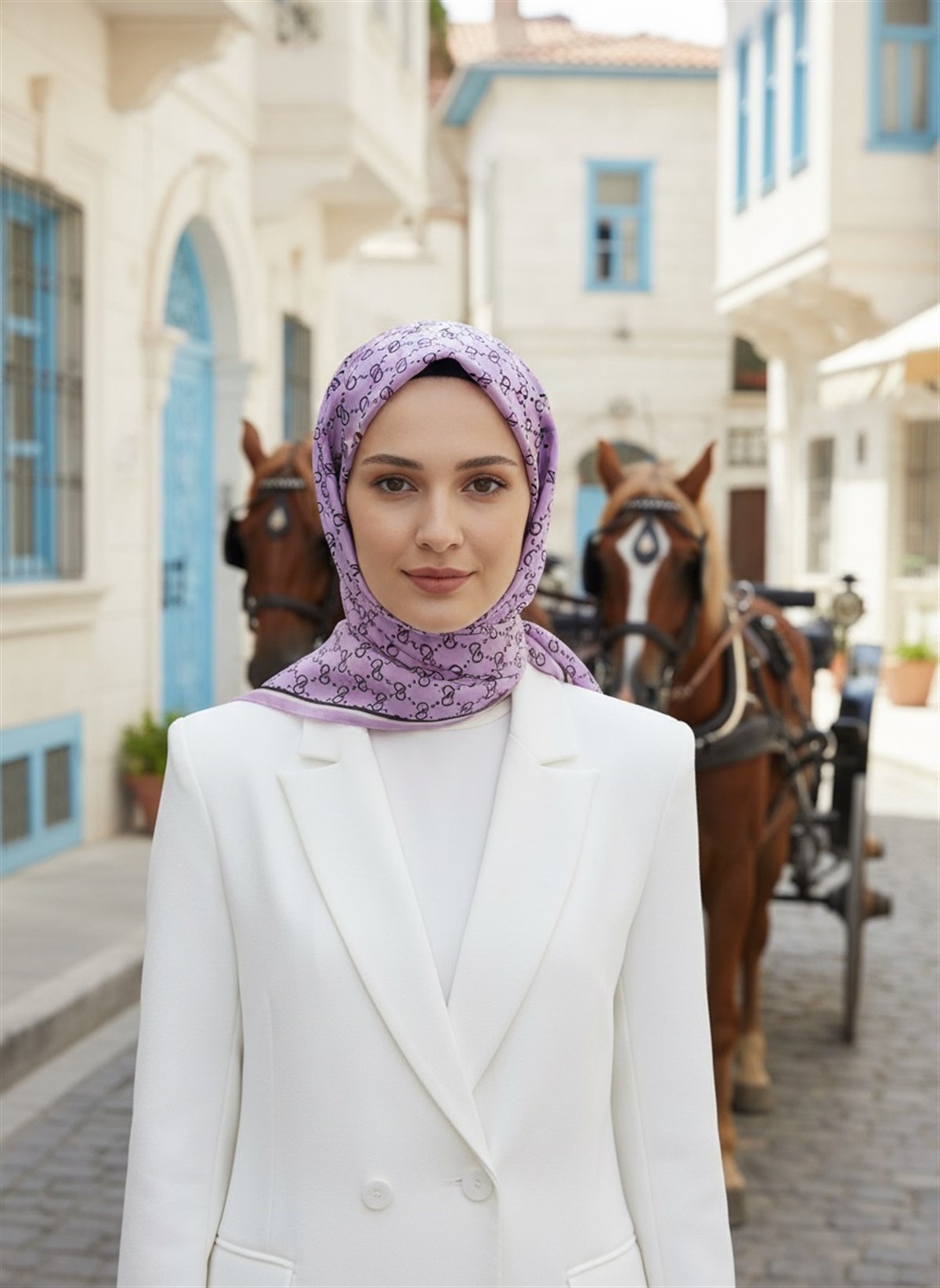 %100 İpek Minik Motif Desenli Pembe Renkli 92x210 Şal