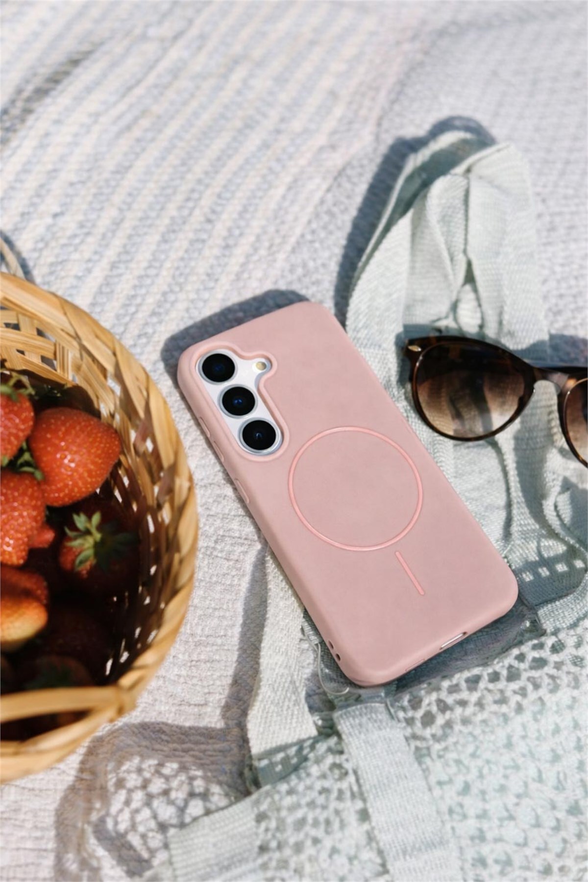 Samsung Galaxy S25 Kılıf – İçi Kadife – MagSafe Uyumlu – Pembe Renk – Telefon Kılıfı