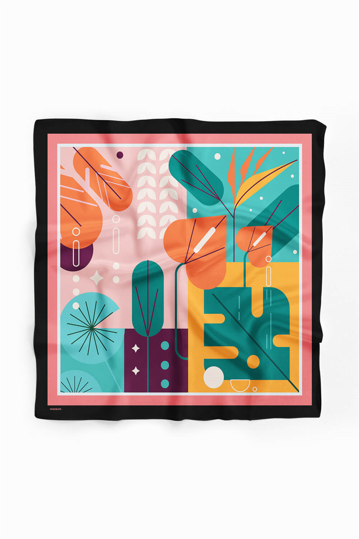 Kadın Turuncu Fruits Desenli 50x50 Bandana HYL DG01539-22