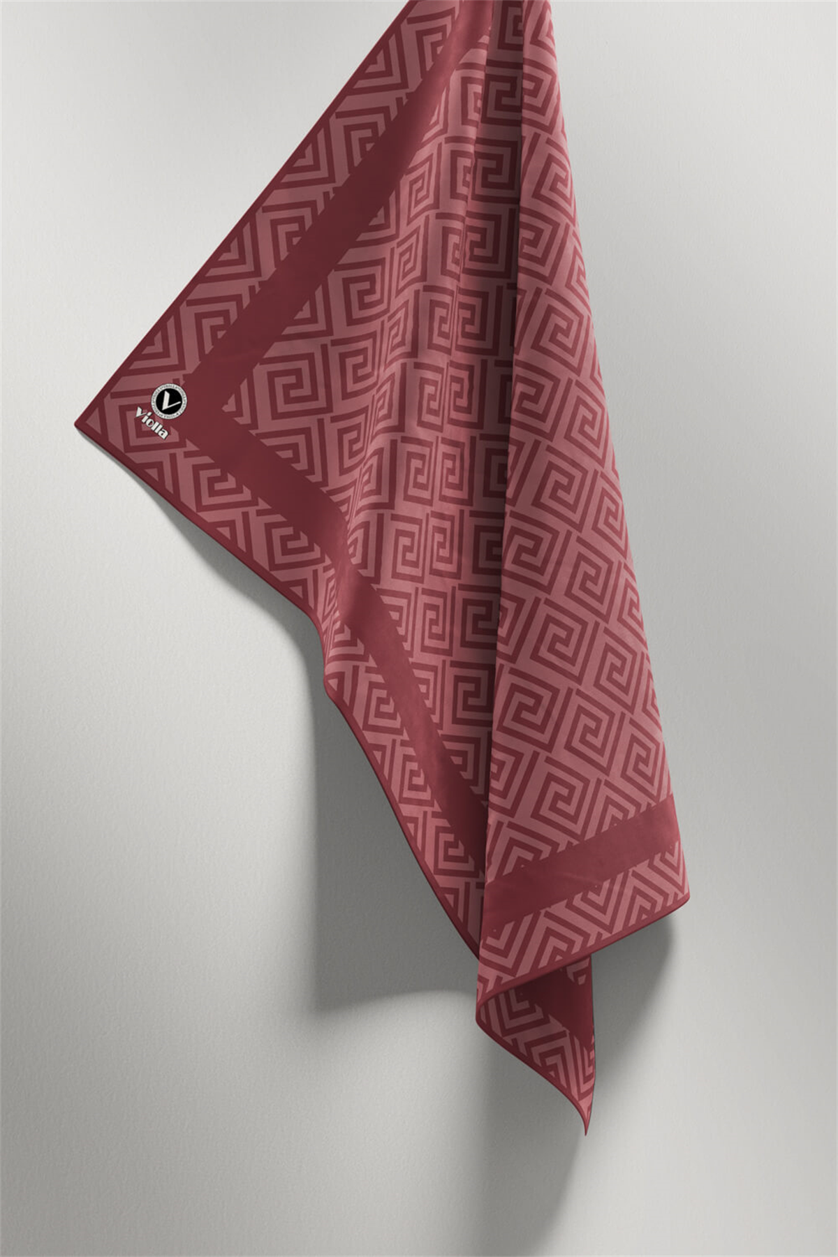 Twill Minimalist Desenli Gül Kurusu Renkli 90x90 Eşarp (İpek İçermez) Kenar Dikiş Şekli El Dikişli