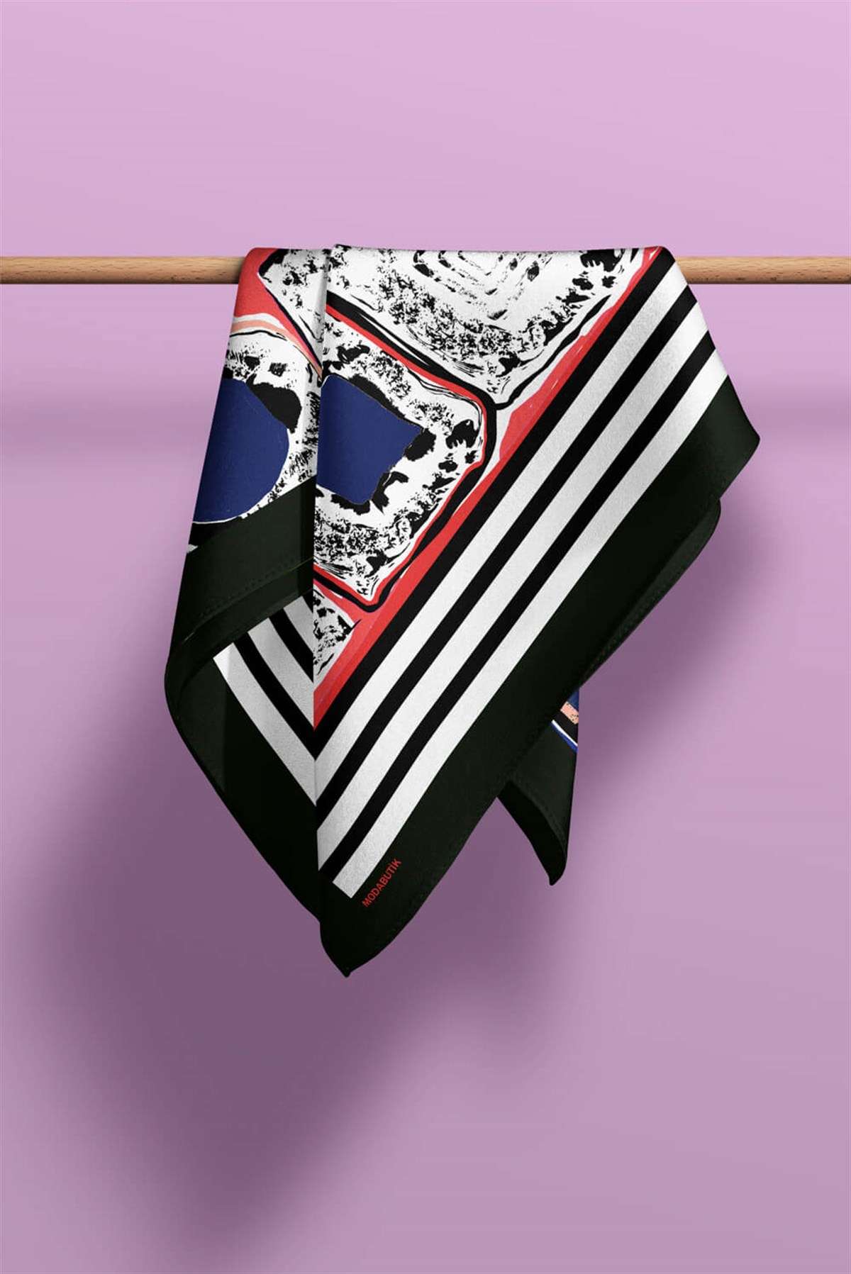 Kadın Kırmızı Sina Desenli 50x50 Bandana DG1030-22