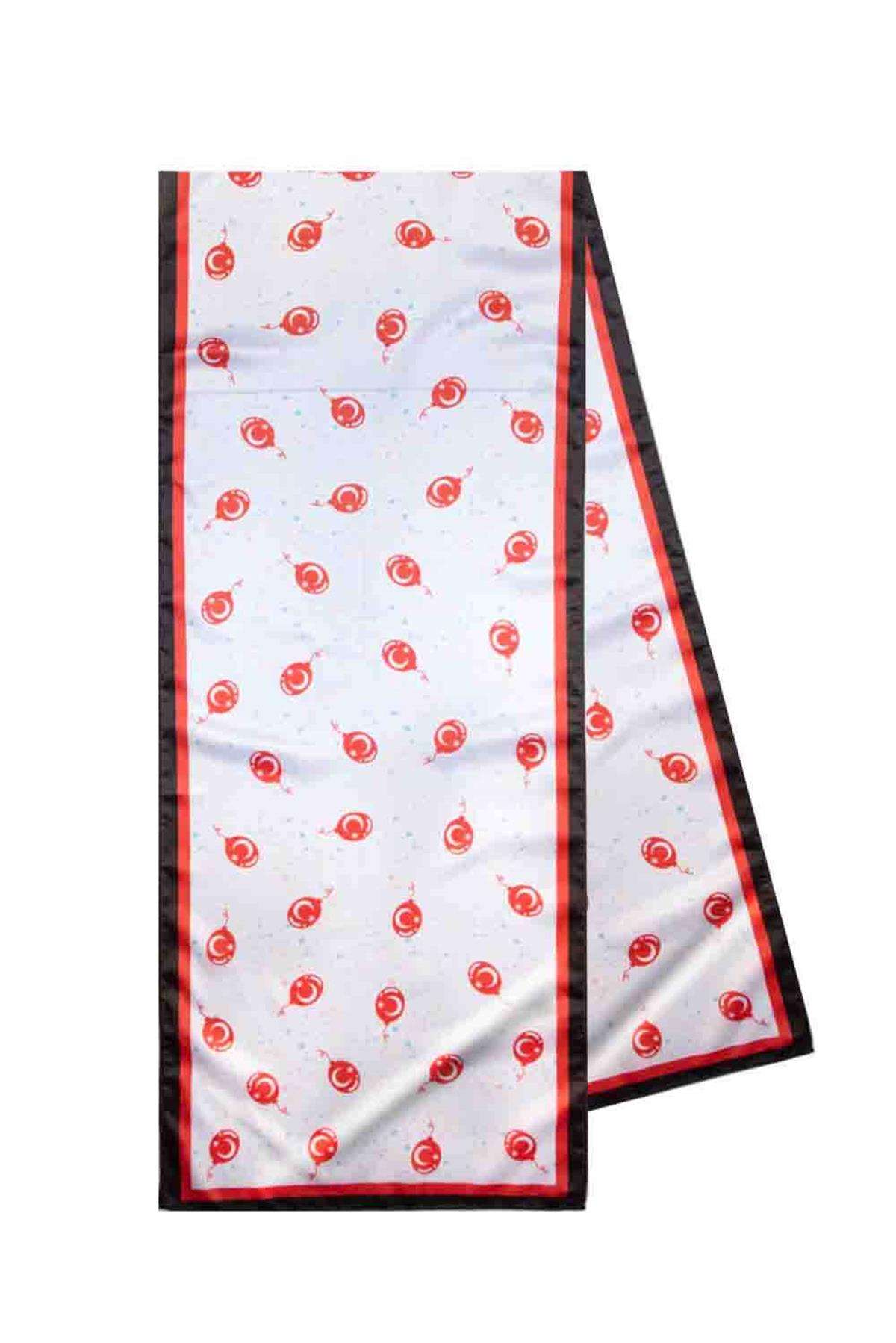 Modabutik Beyaz Ay Yıldız Desenli Fular