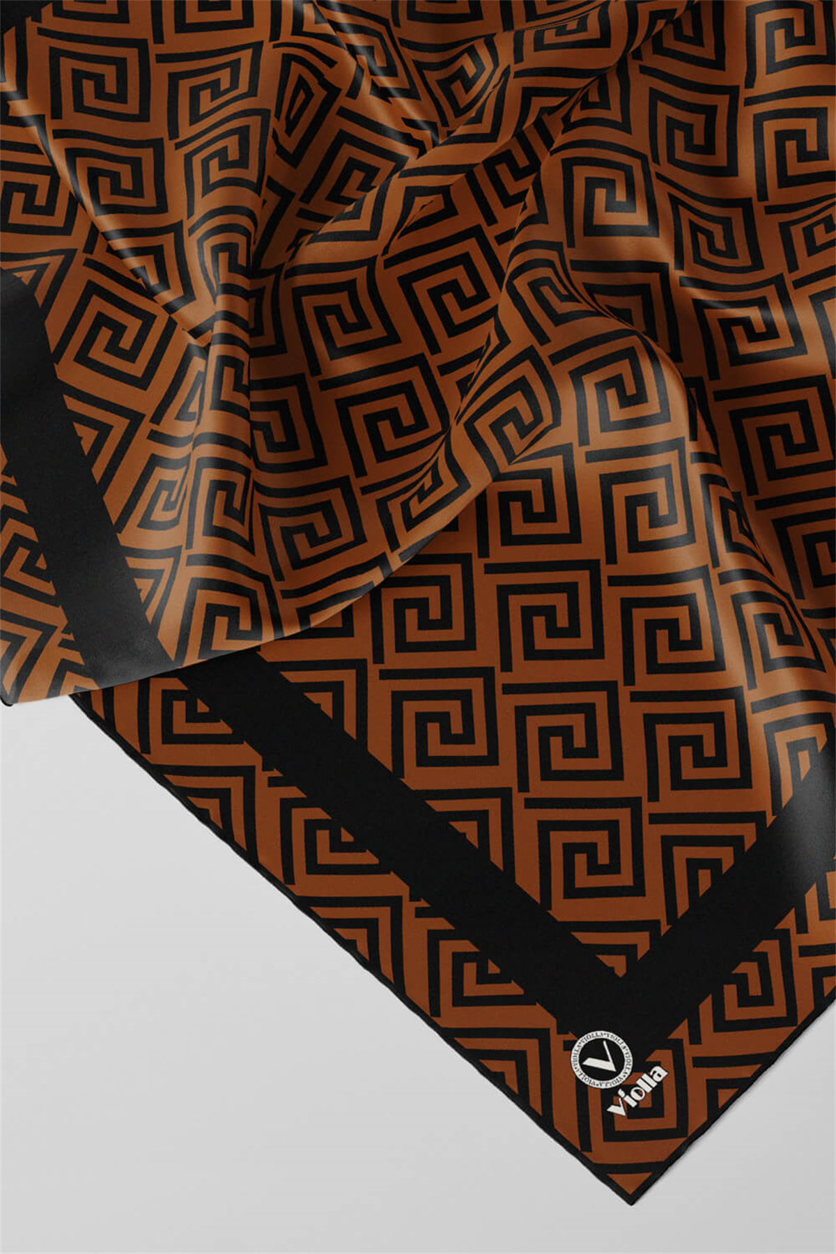 Twill Minimalist Desenli Taba Renkli 90x90 Eşarp (İpek İçermez) Kenar Dikiş Şekli El Dikişli