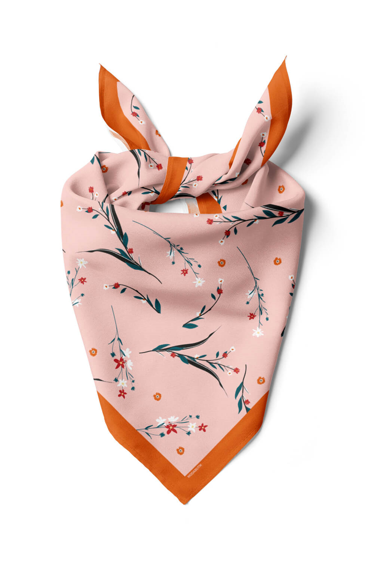 Y88 Kadın Flow Desenli Bandana 50x50 Pudra DG0170-22 Snz
