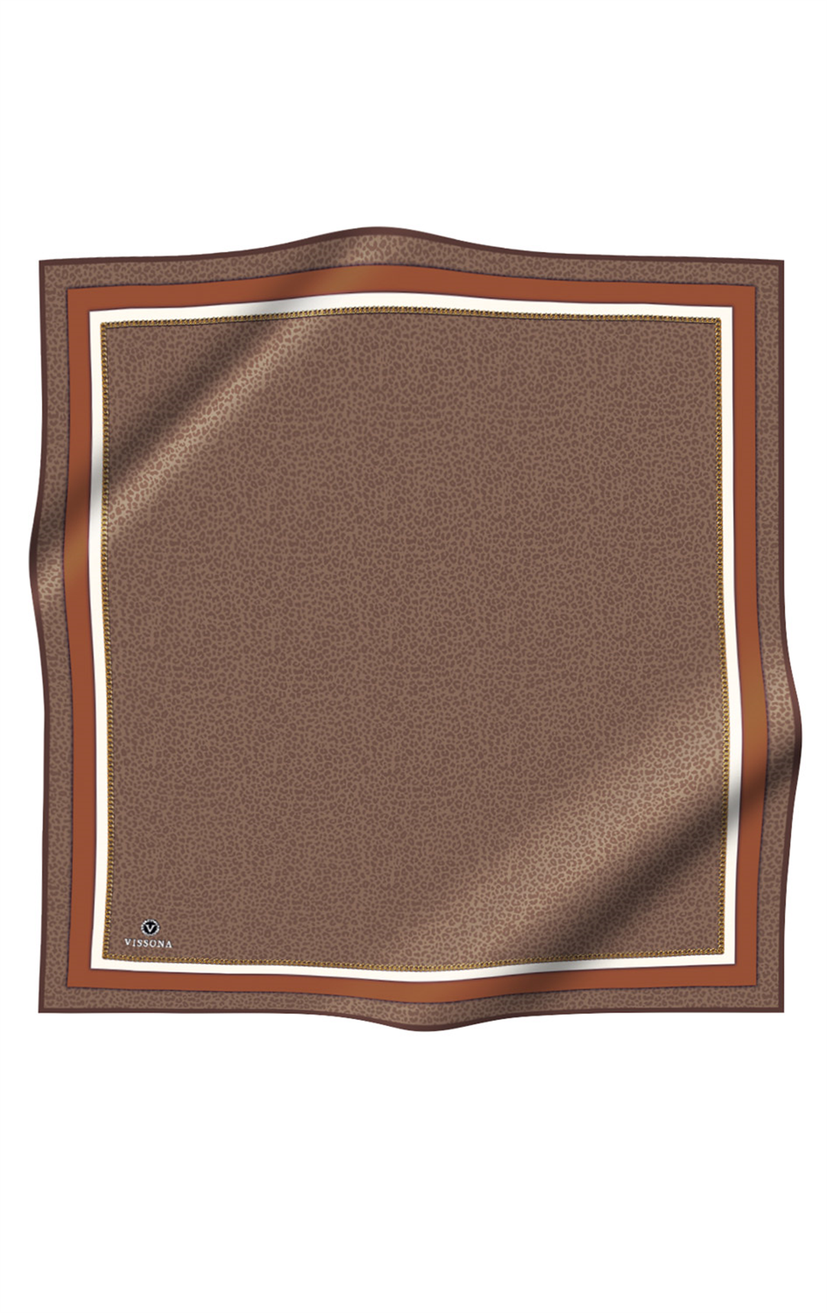 % 57 İPEK % 43 VİSKON Twill İpek Leopar Desenli Vizon Renkli 90x90 Eşarp Dikim Şekli : El Dikişi
