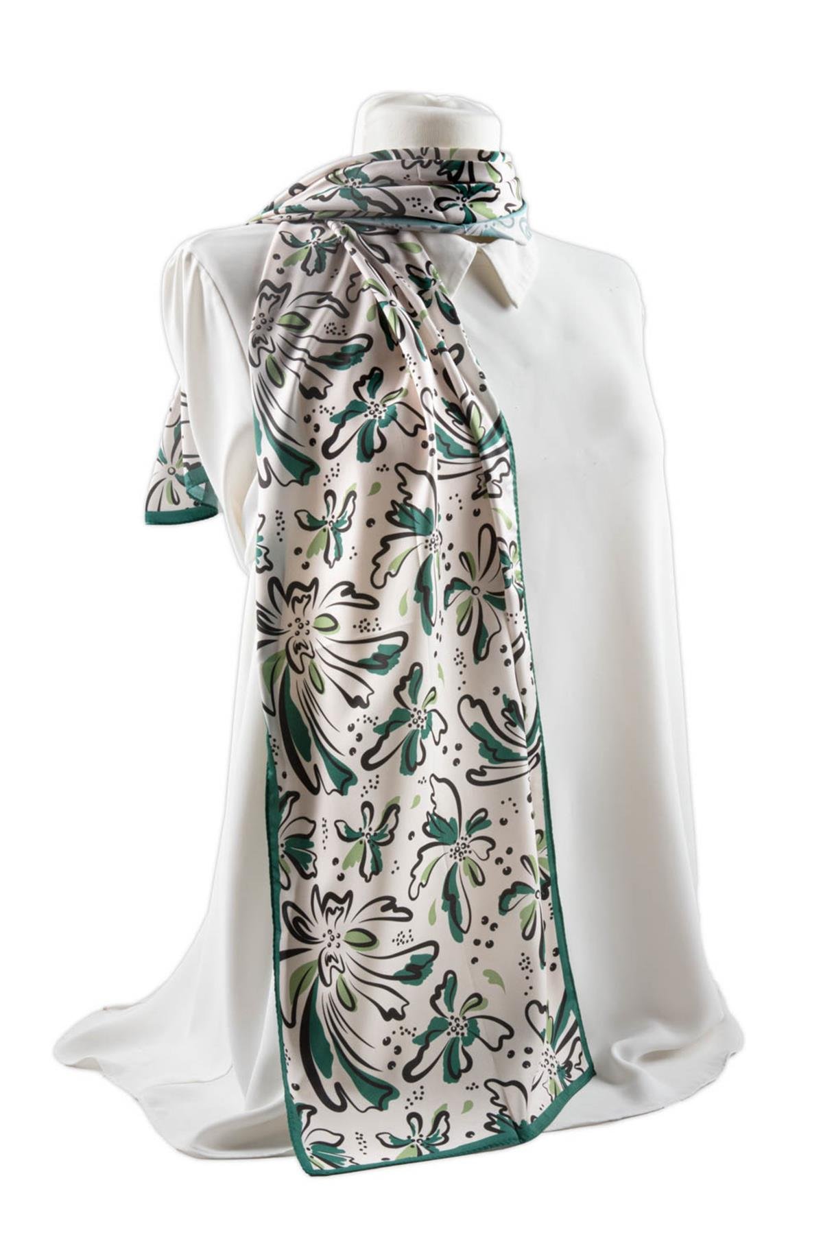 I7 Çiçek Desenli Fular 30x140